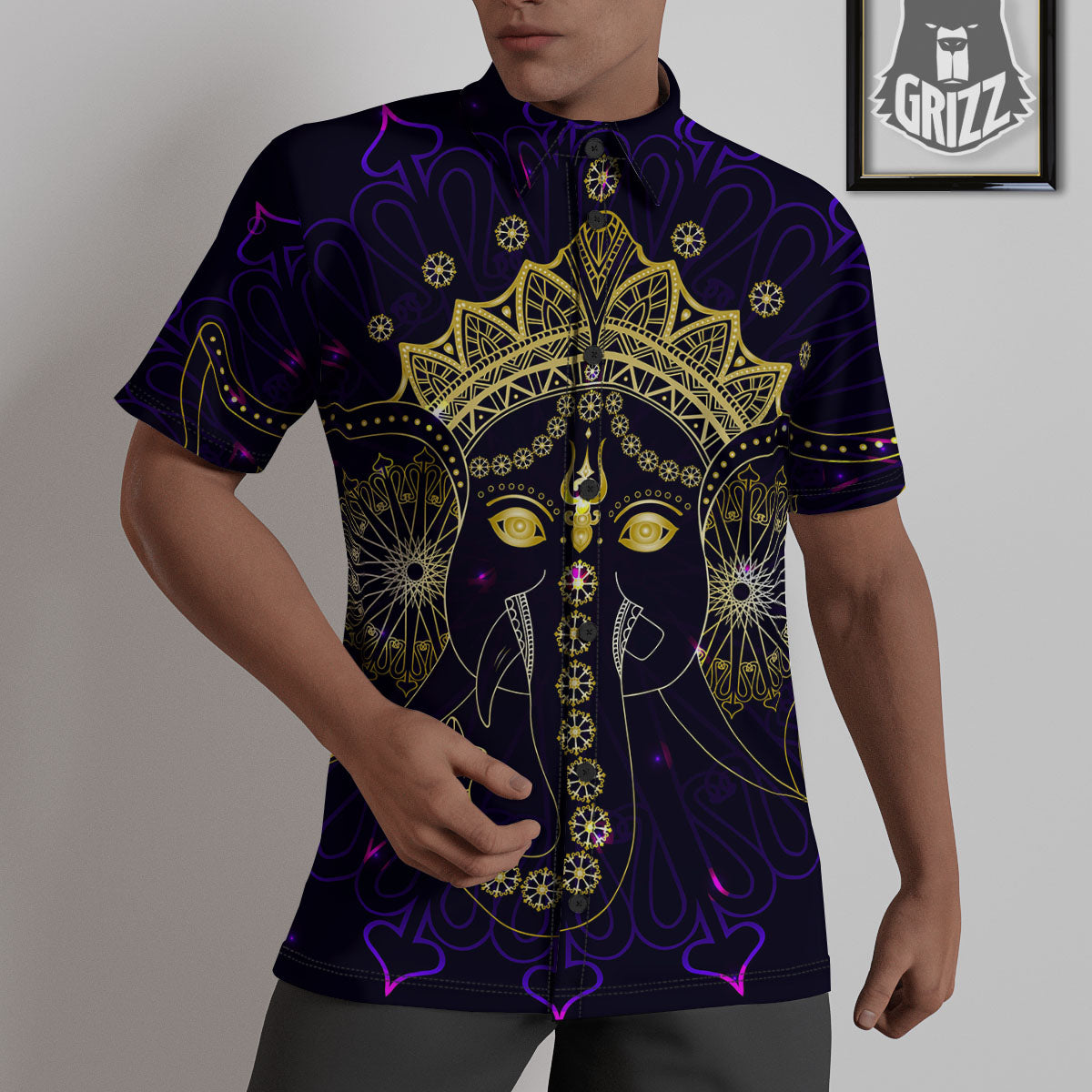 Spiritual Elephant Indian Tribal Print Untucked Shirts-grizzshop