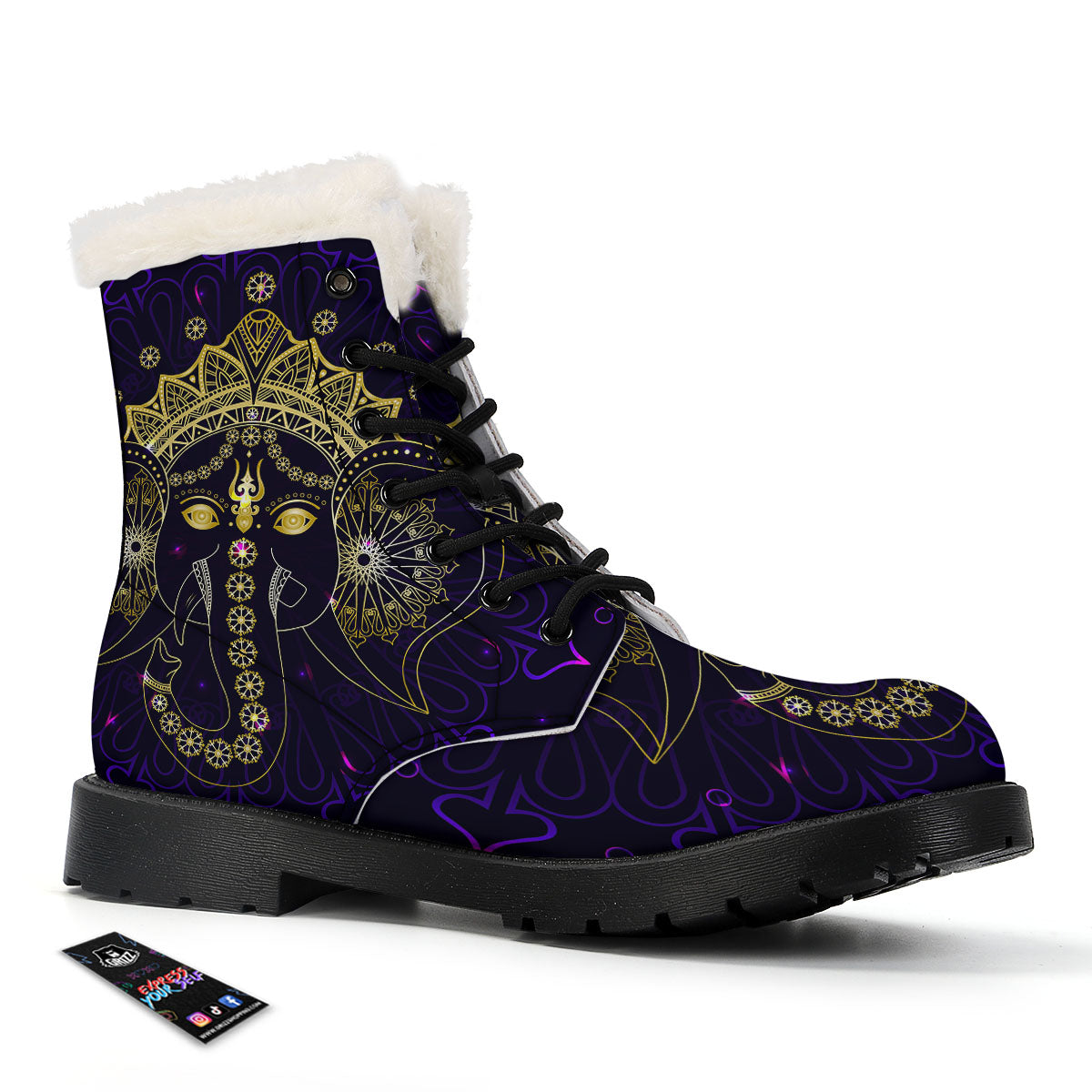 Spiritual Elephant Indian Tribal Print Winter Boots-grizzshop