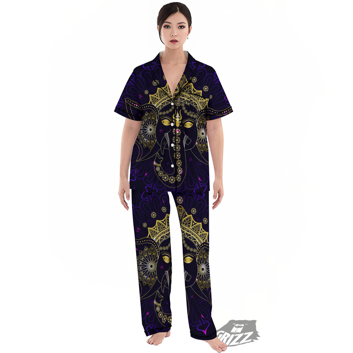 Spiritual Elephant Indian Tribal Print Women's Pajamas Set-grizzshop