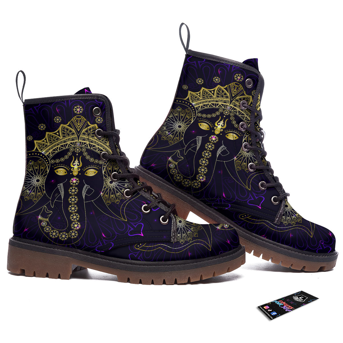 Spiritual Elephant Indian Tribal Print Work Boots-grizzshop