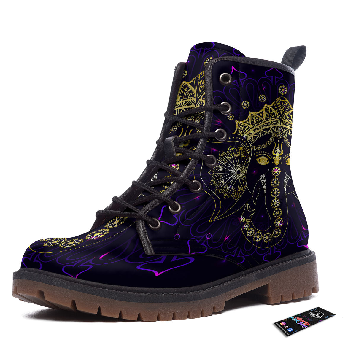 Spiritual Elephant Indian Tribal Print Work Boots-grizzshop