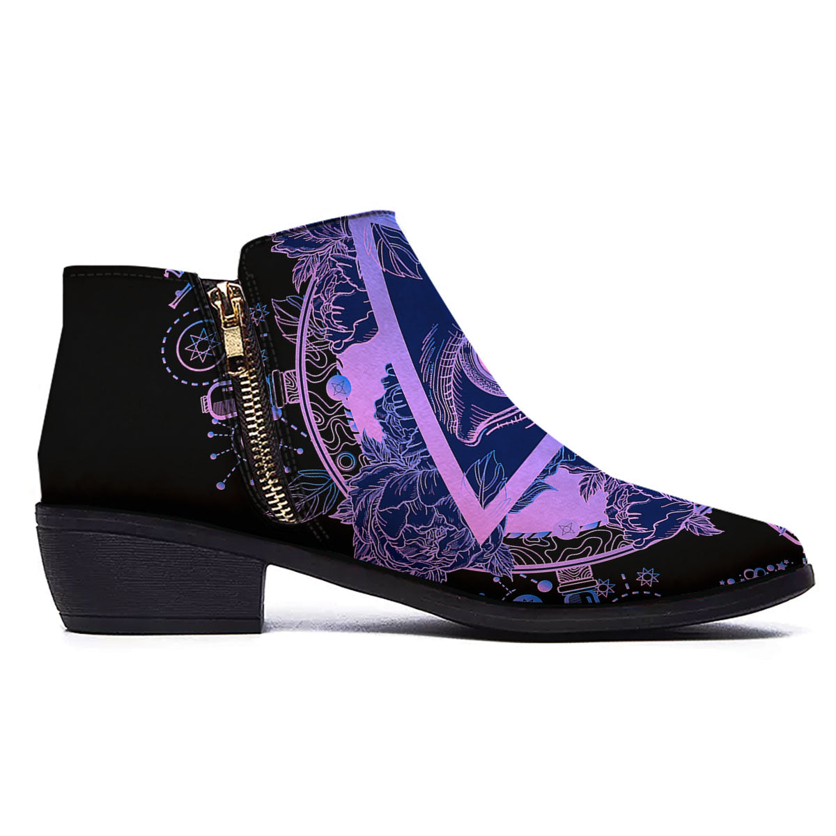 Spiritual Eye Of Providence Print Ankle Boots-grizzshop