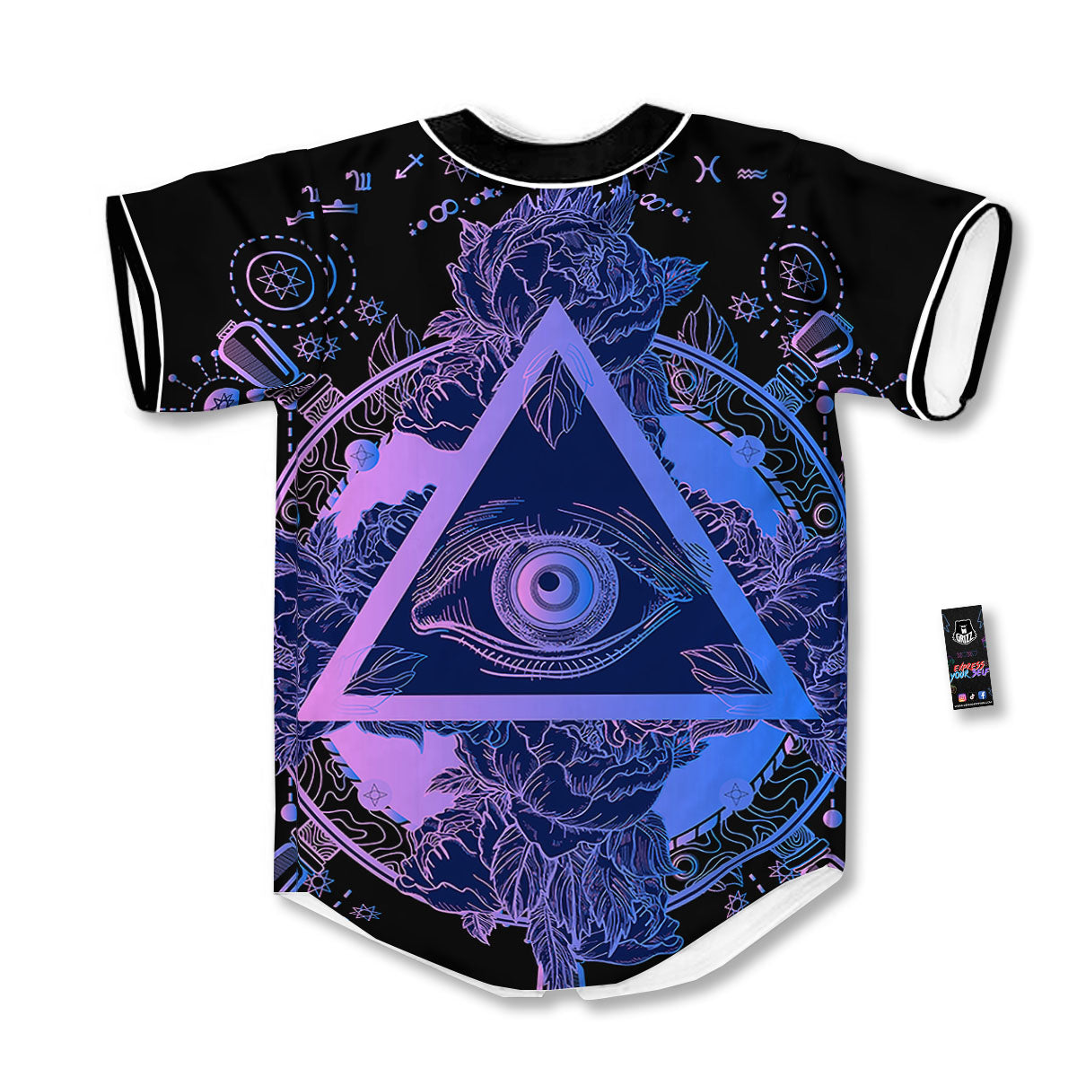 Spiritual Eye Of Providence Print Baseball Jersey-grizzshop