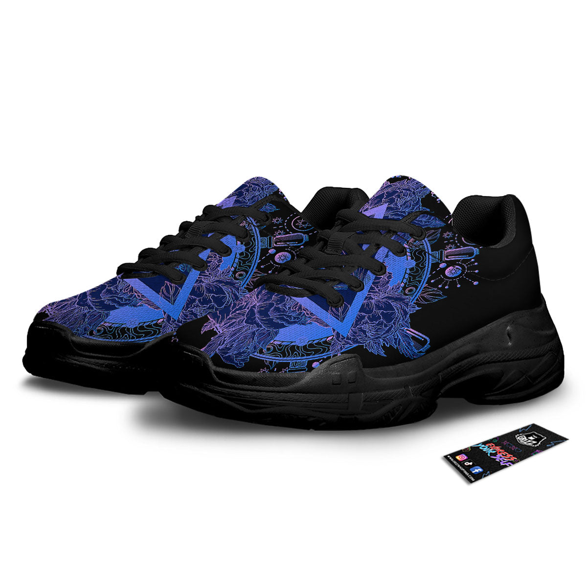 Spiritual Eye Of Providence Print Black Chunky Shoes-grizzshop