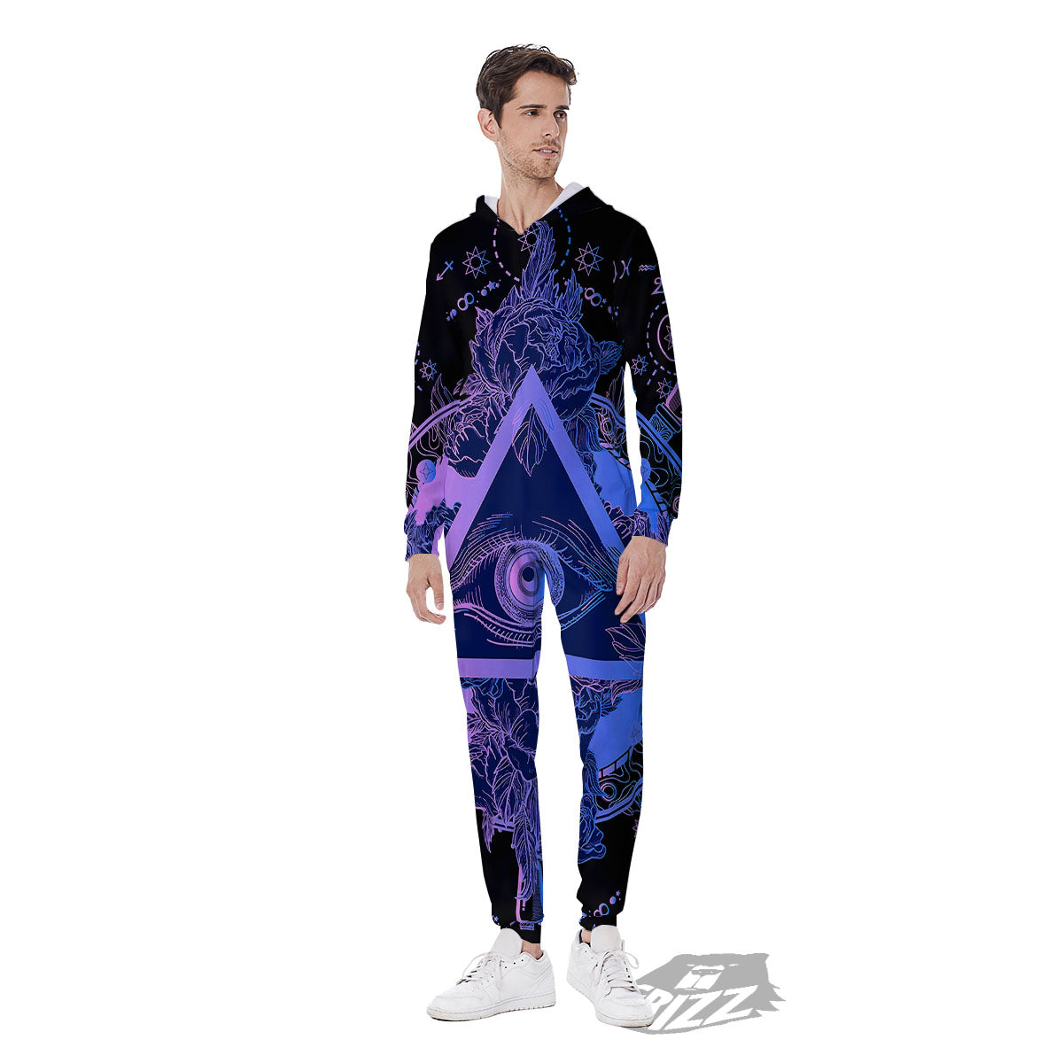 Spiritual Eye Of Providence Print Men's Jumpsuit-grizzshop