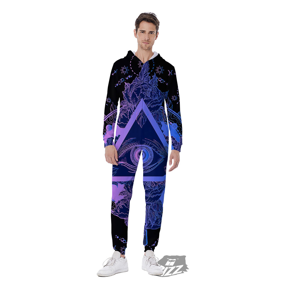 Spiritual Eye Of Providence Print Men's Jumpsuit-grizzshop