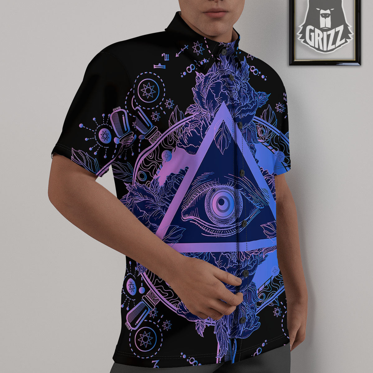 Spiritual Eye Of Providence Print Untucked Shirts-grizzshop