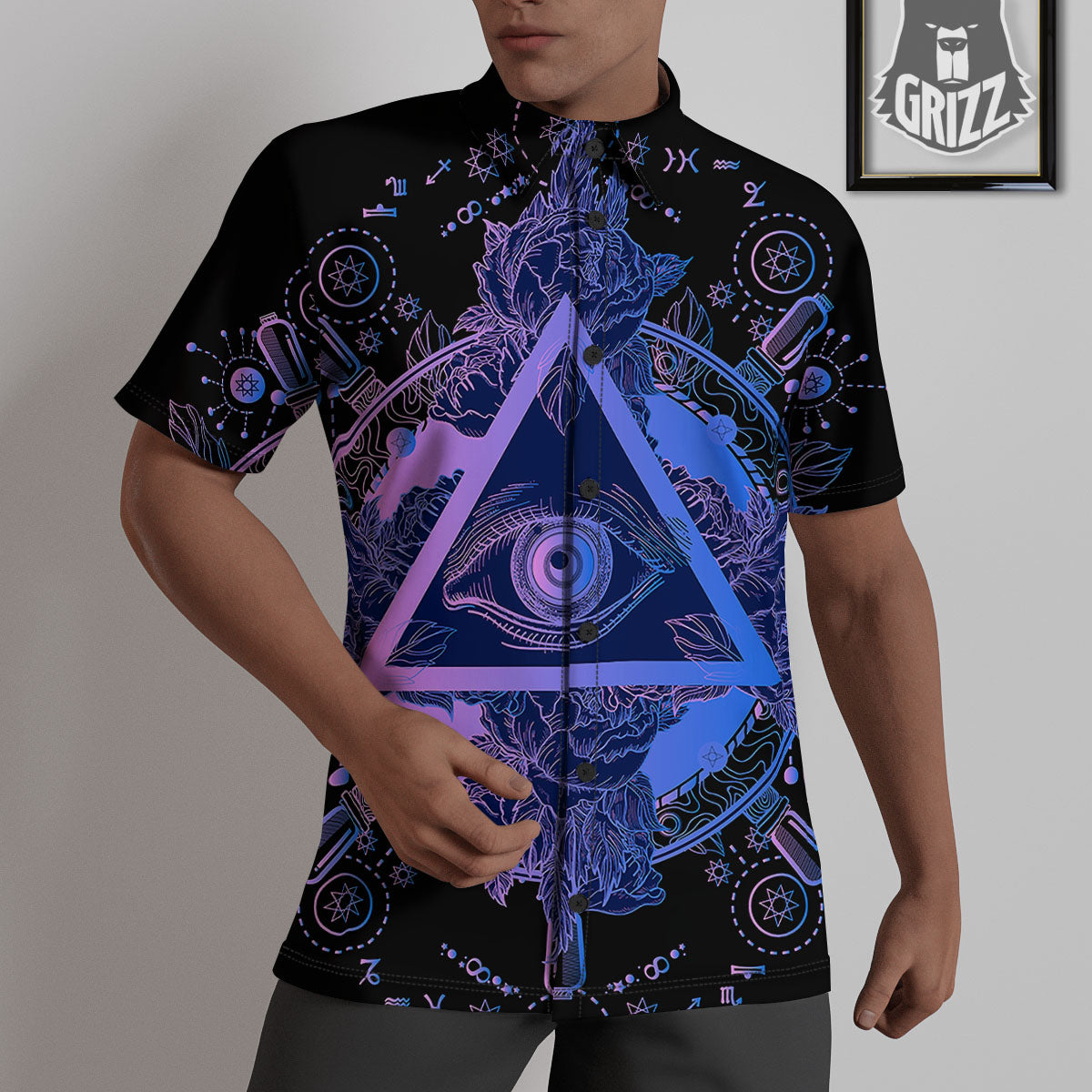 Spiritual Eye Of Providence Print Untucked Shirts-grizzshop