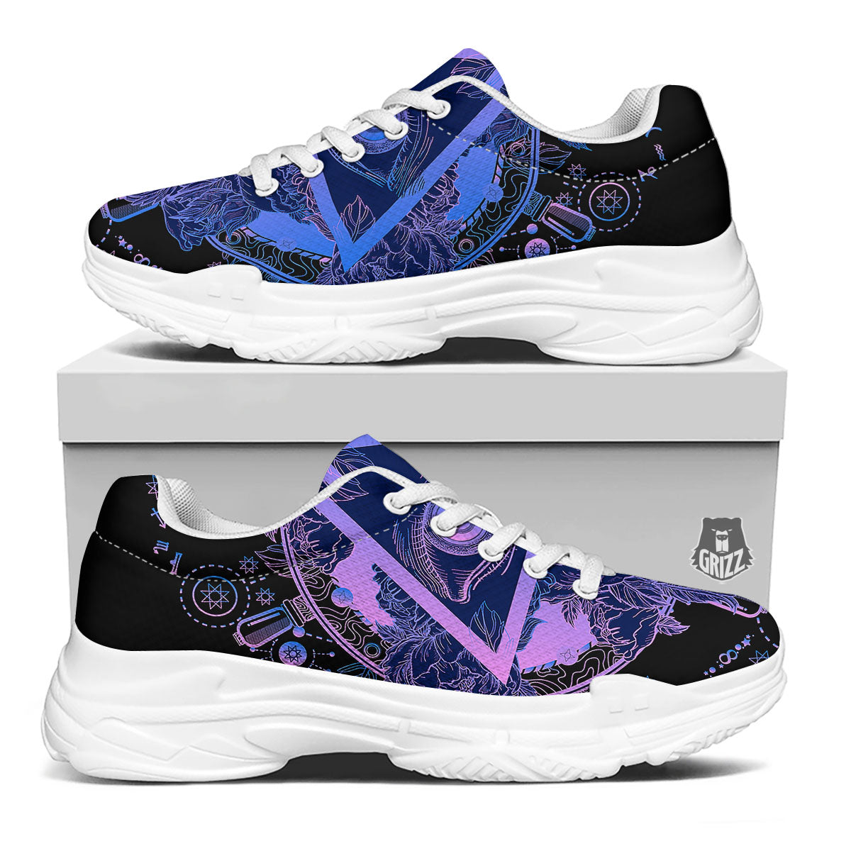 Spiritual Eye Of Providence Print White Chunky Shoes-grizzshop