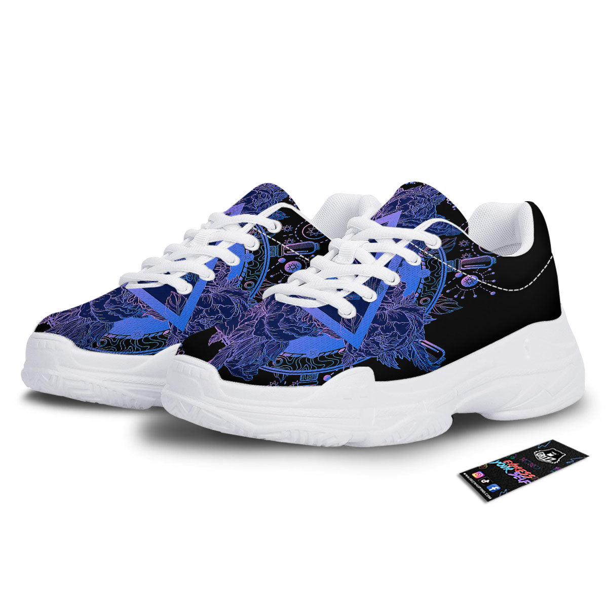 Spiritual Eye Of Providence Print White Chunky Shoes-grizzshop