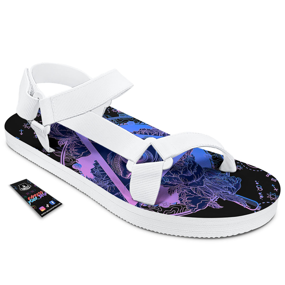 Spiritual Eye Of Providence Print White Open Toe Sandals-grizzshop