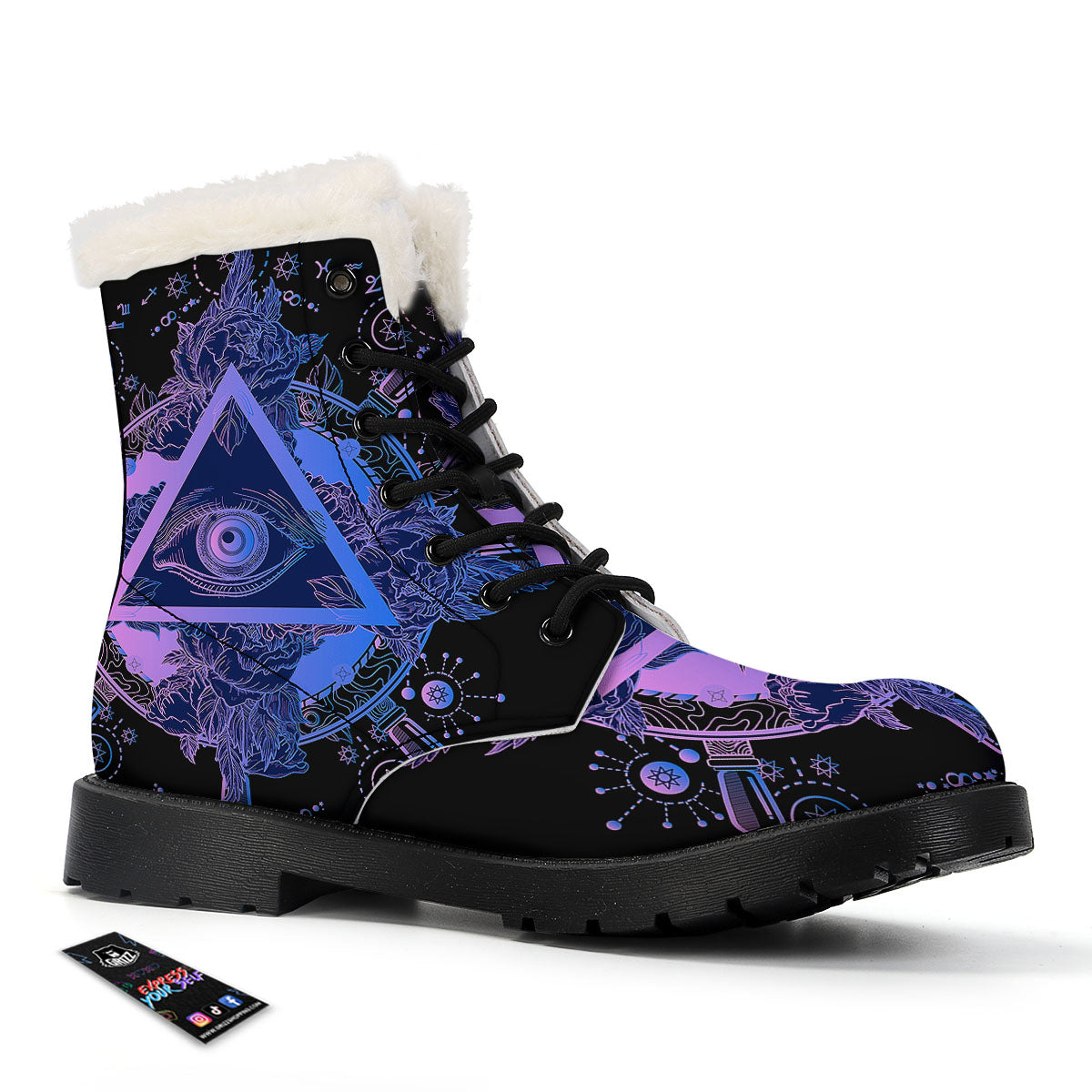 Spiritual Eye Of Providence Print Winter Boots-grizzshop