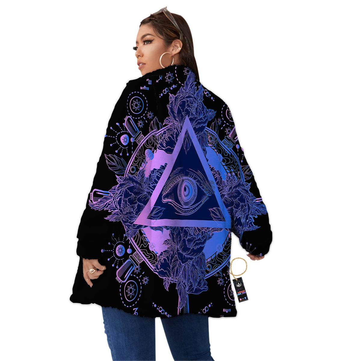 Spiritual Eye Of Providence Print Women's Sherpa Jacket-grizzshop