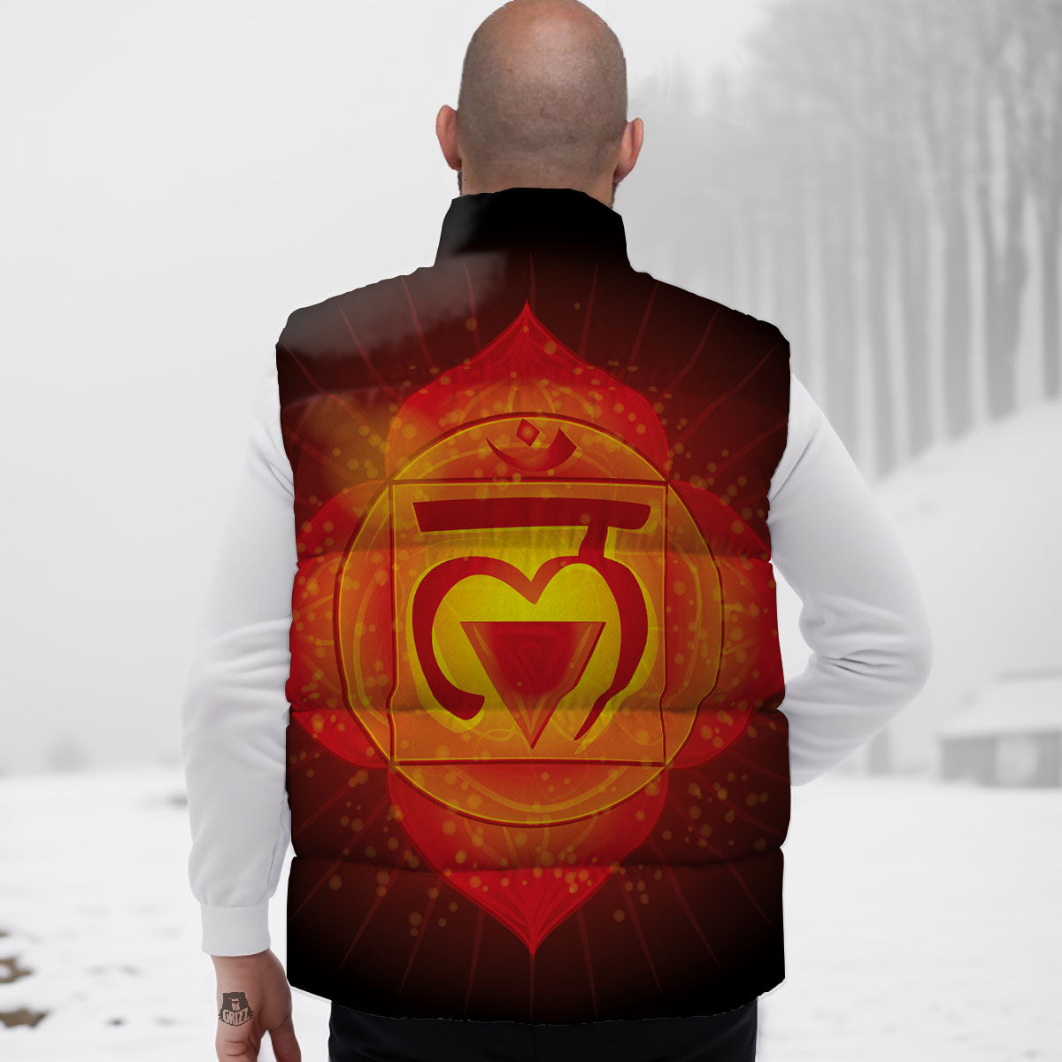 Spiritual Muladhara Chakra Print Down Vest