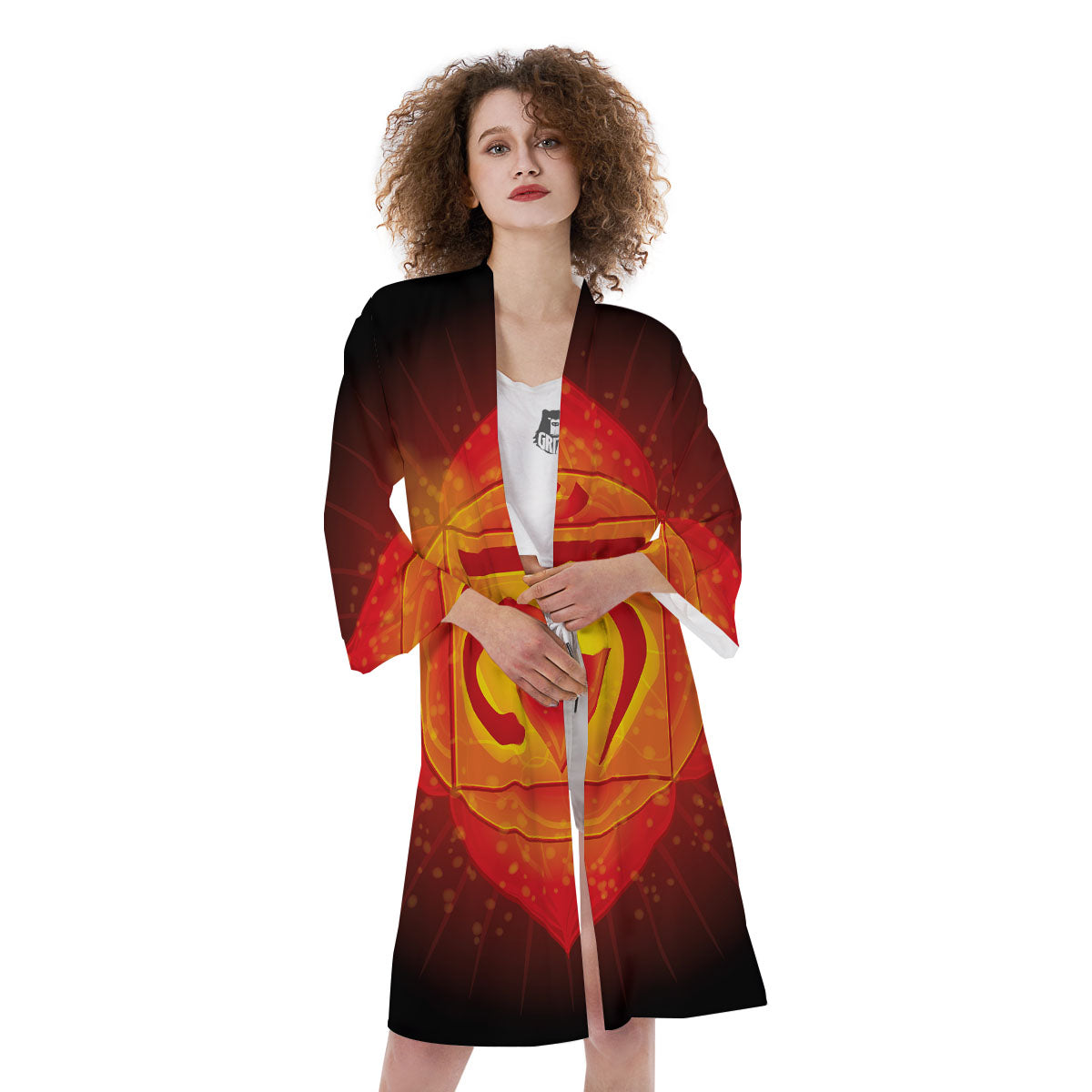 Spiritual Muladhara Chakra Print Kimono-grizzshop