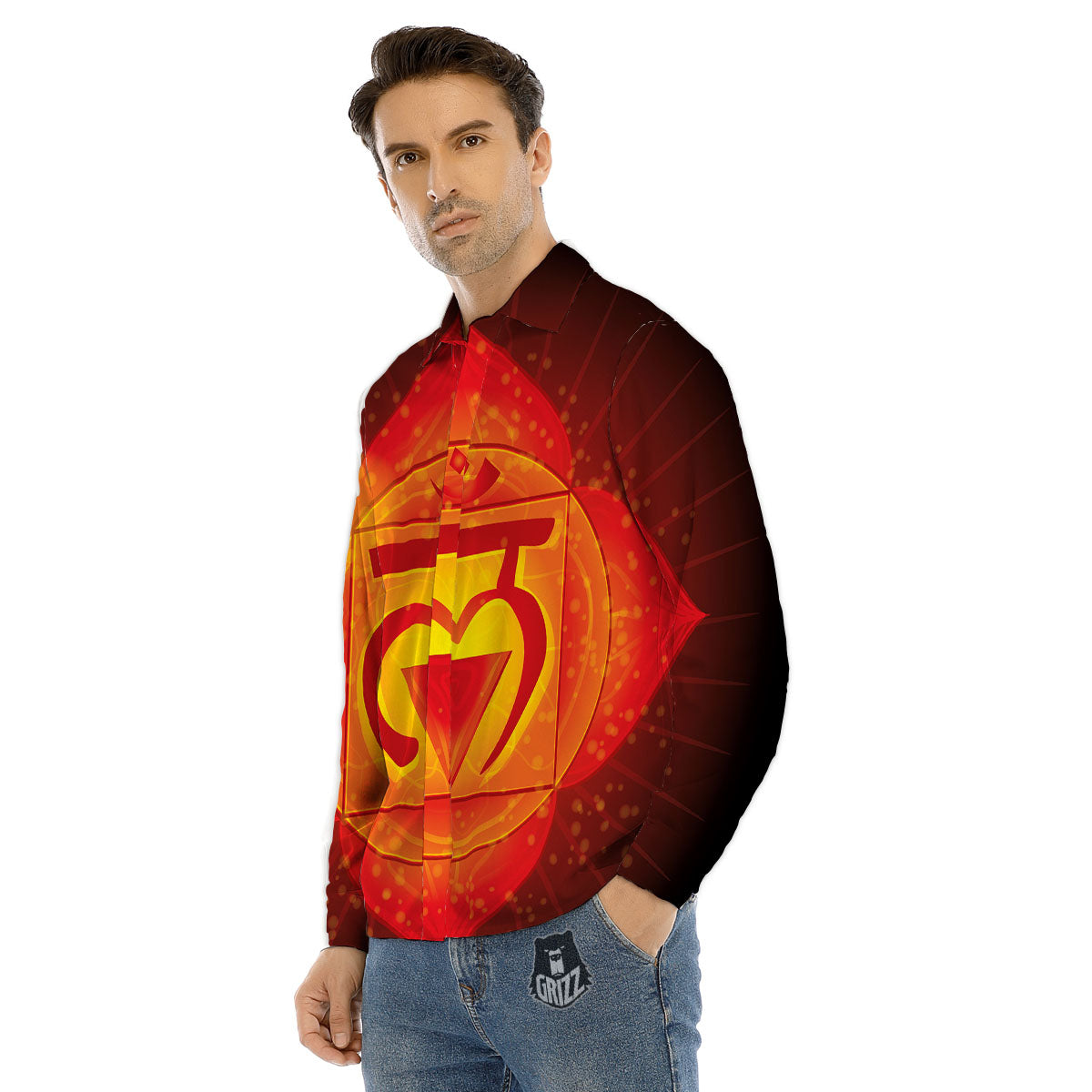 Spiritual Muladhara Chakra Print Men's Dress Shirts-grizzshop