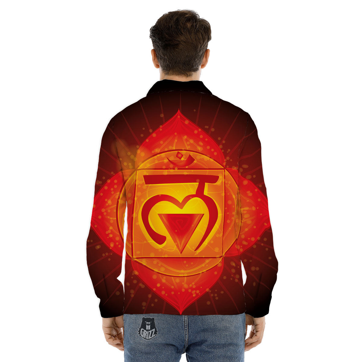 Spiritual Muladhara Chakra Print Men's Dress Shirts-grizzshop