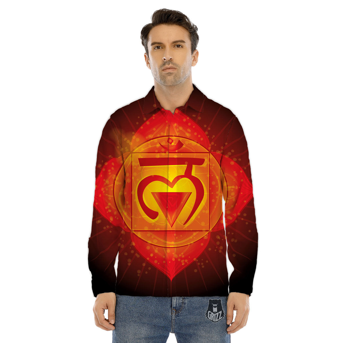 Spiritual Muladhara Chakra Print Men's Dress Shirts-grizzshop