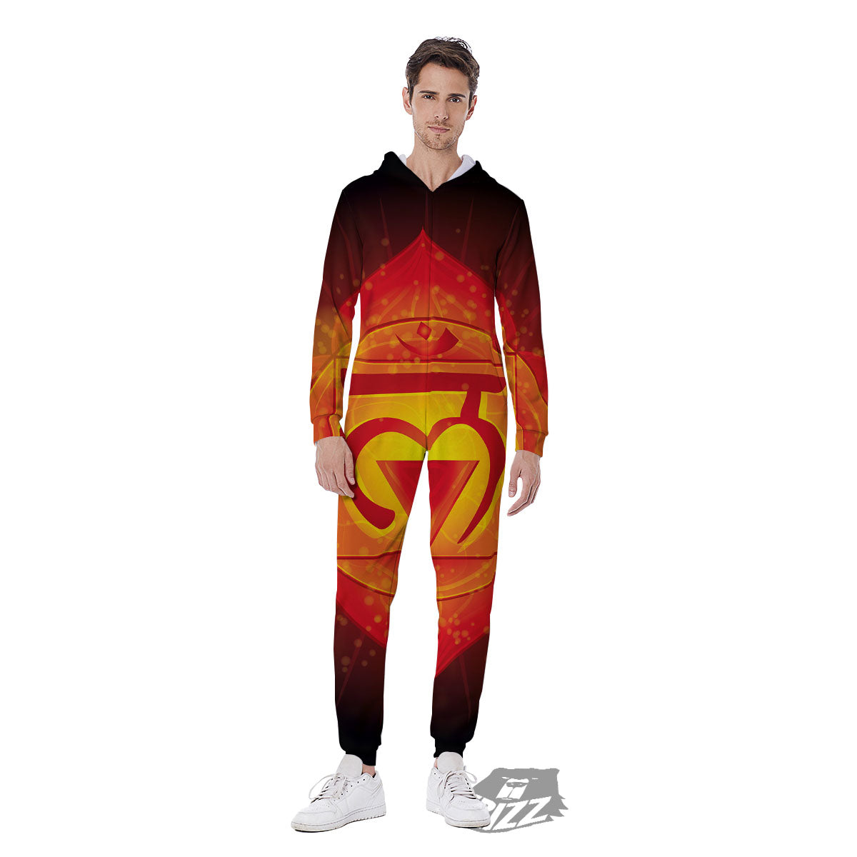 Spiritual Muladhara Chakra Print Men's Jumpsuit-grizzshop