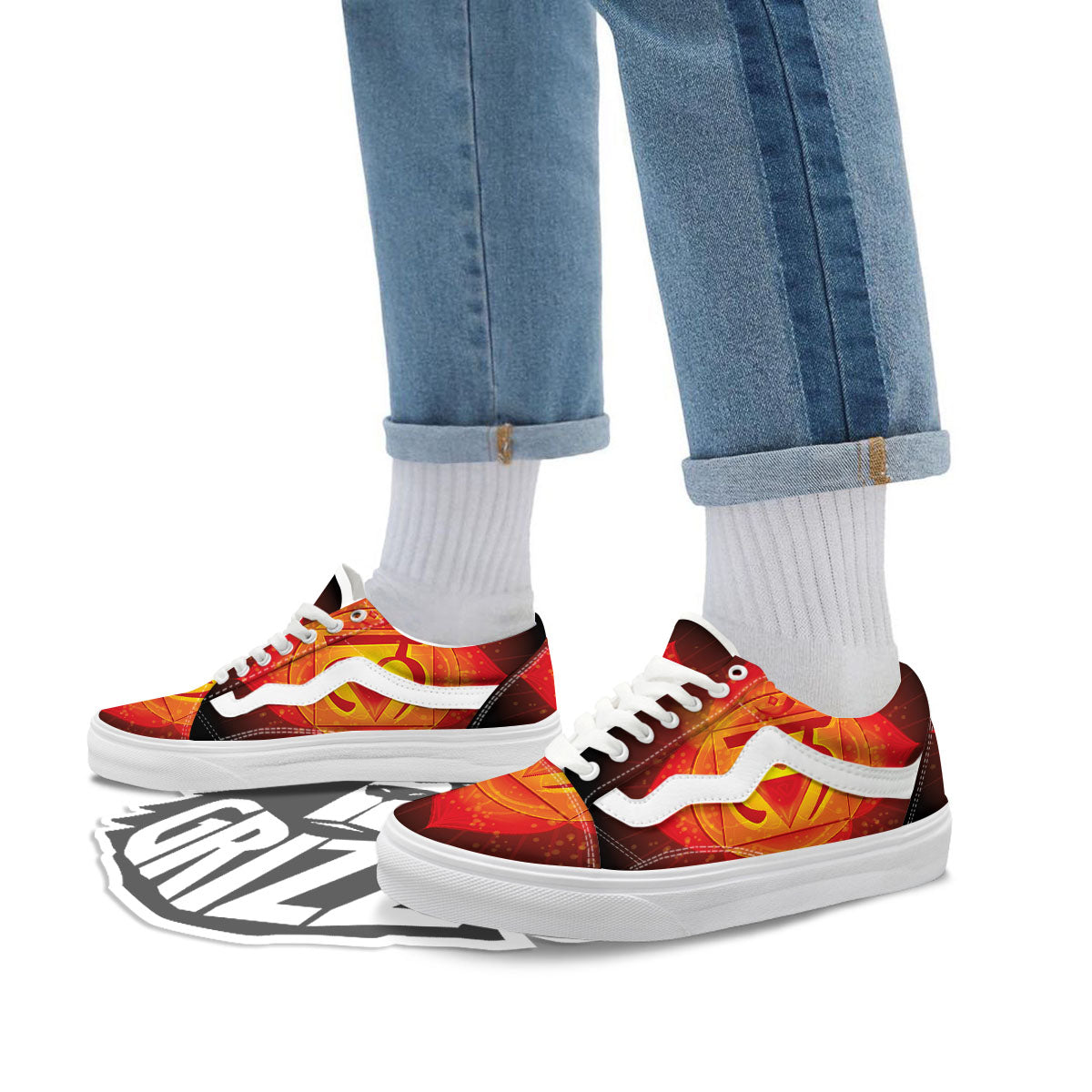 Spiritual Muladhara Chakra Print Skate Shoes-grizzshop