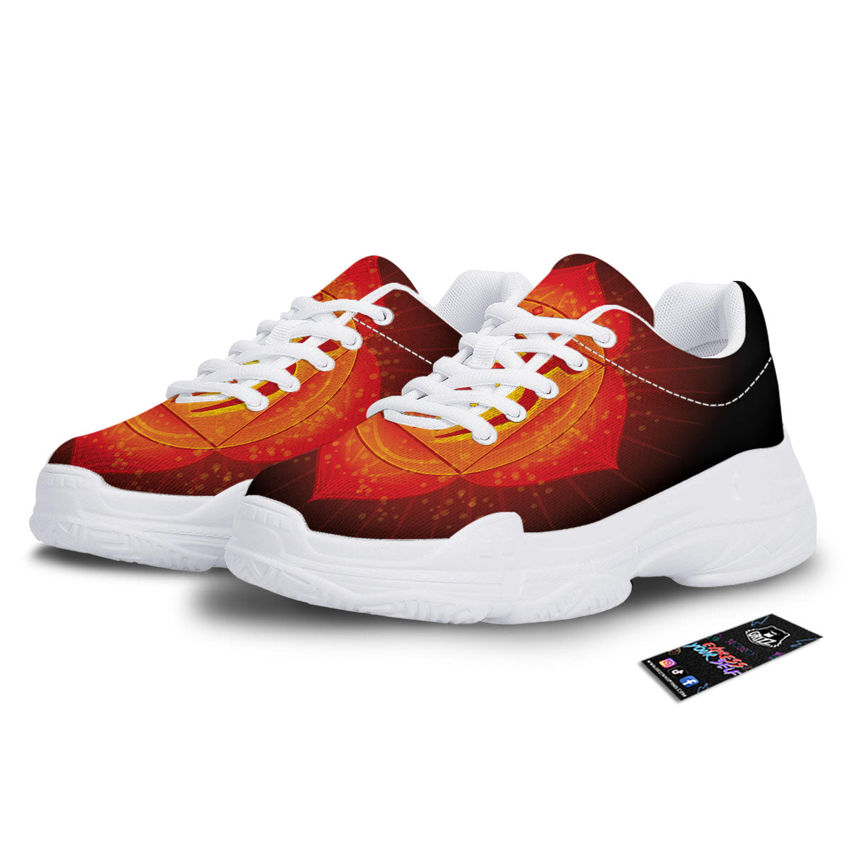 Spiritual Muladhara Chakra Print White Chunky Shoes-grizzshop