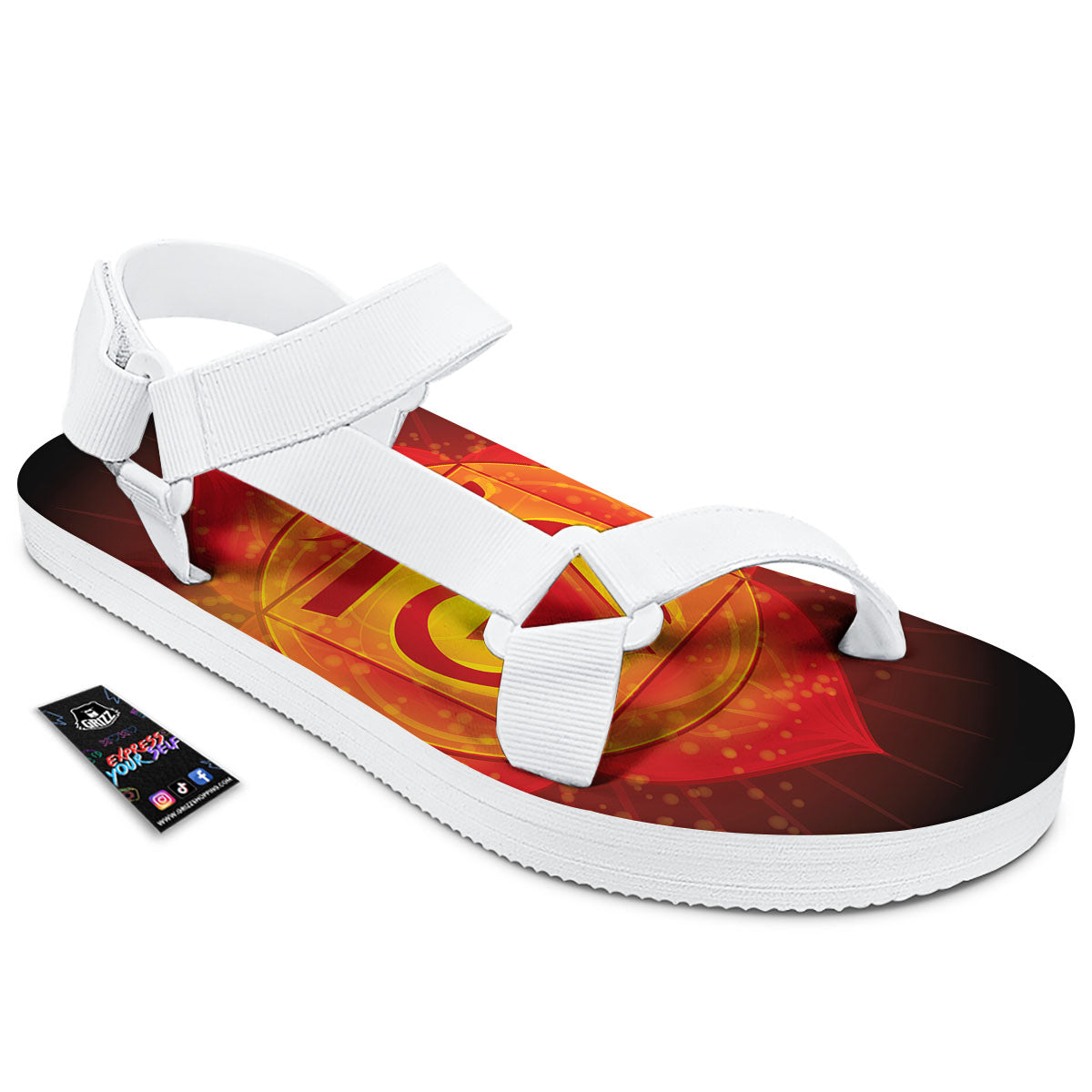 Spiritual Muladhara Chakra Print White Open Toe Sandals-grizzshop