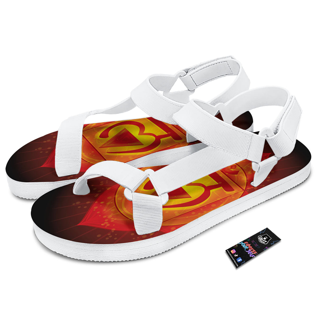 Spiritual Muladhara Chakra Print White Open Toe Sandals-grizzshop