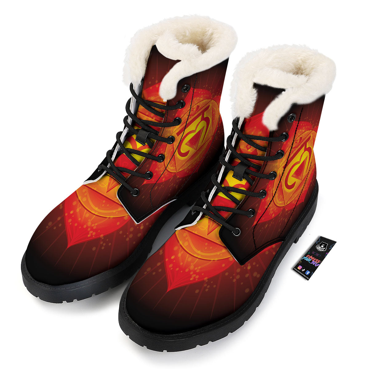 Spiritual Muladhara Chakra Print Winter Boots-grizzshop