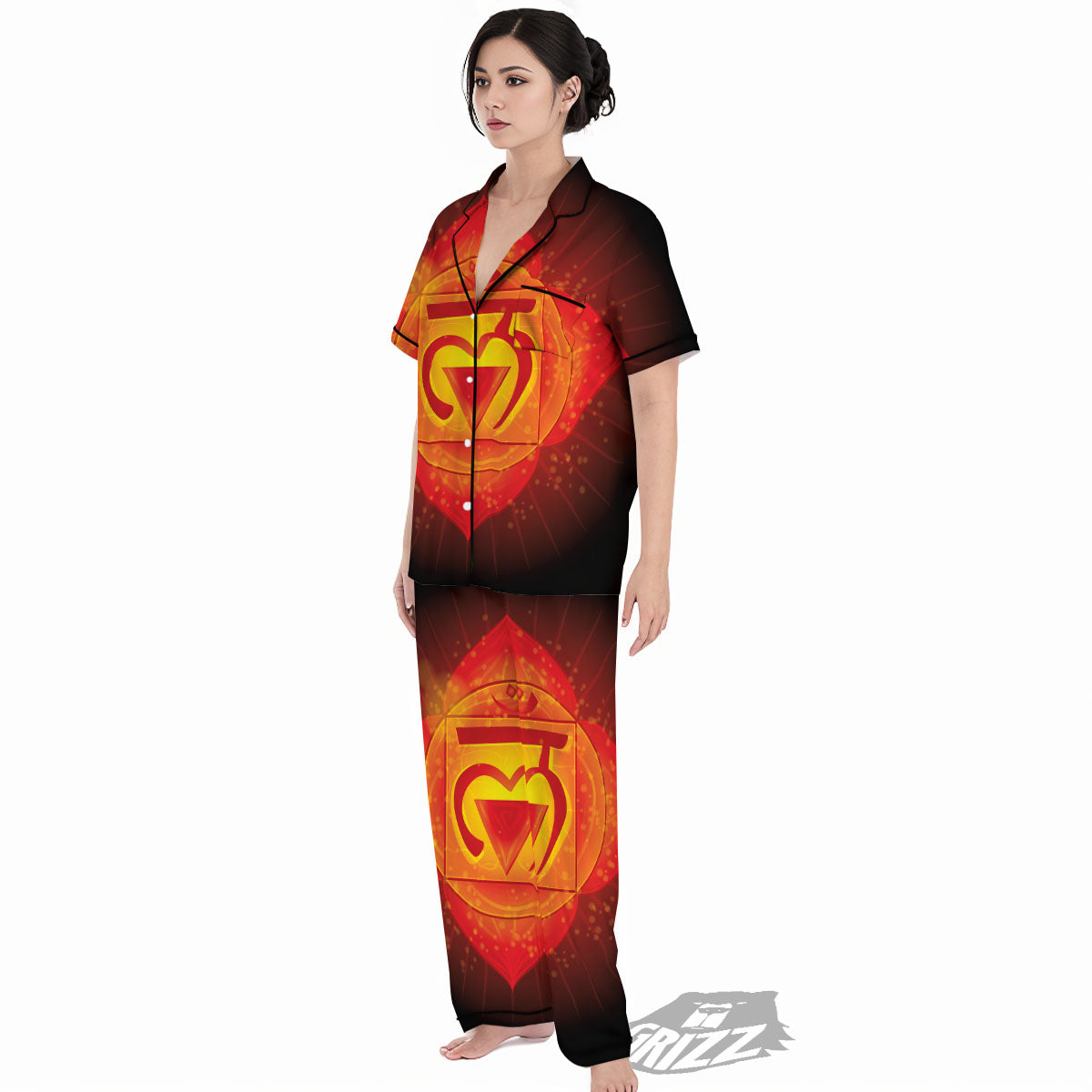 Spiritual Muladhara Chakra Print Women's Pajamas Set-grizzshop