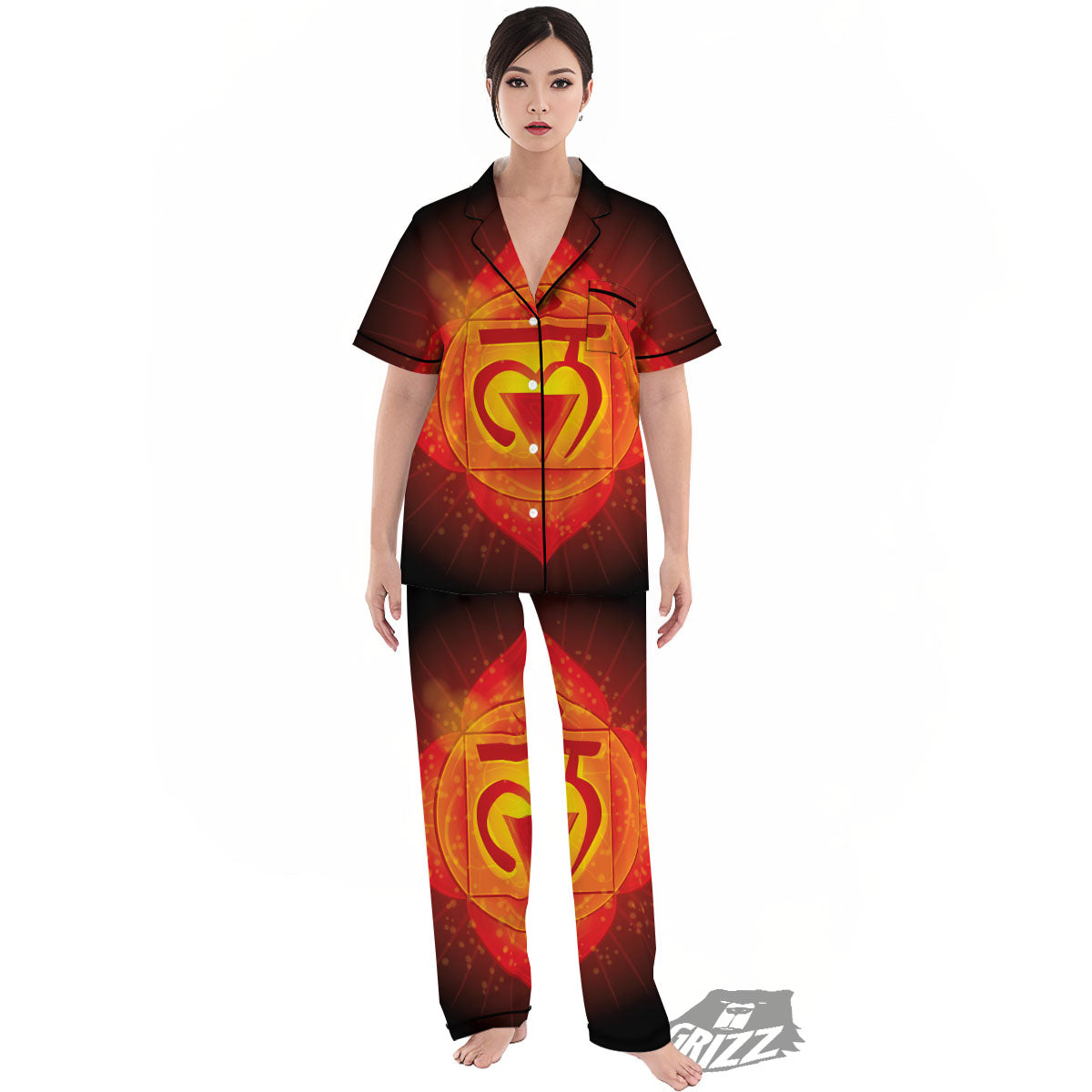 Spiritual Muladhara Chakra Print Women's Pajamas Set-grizzshop