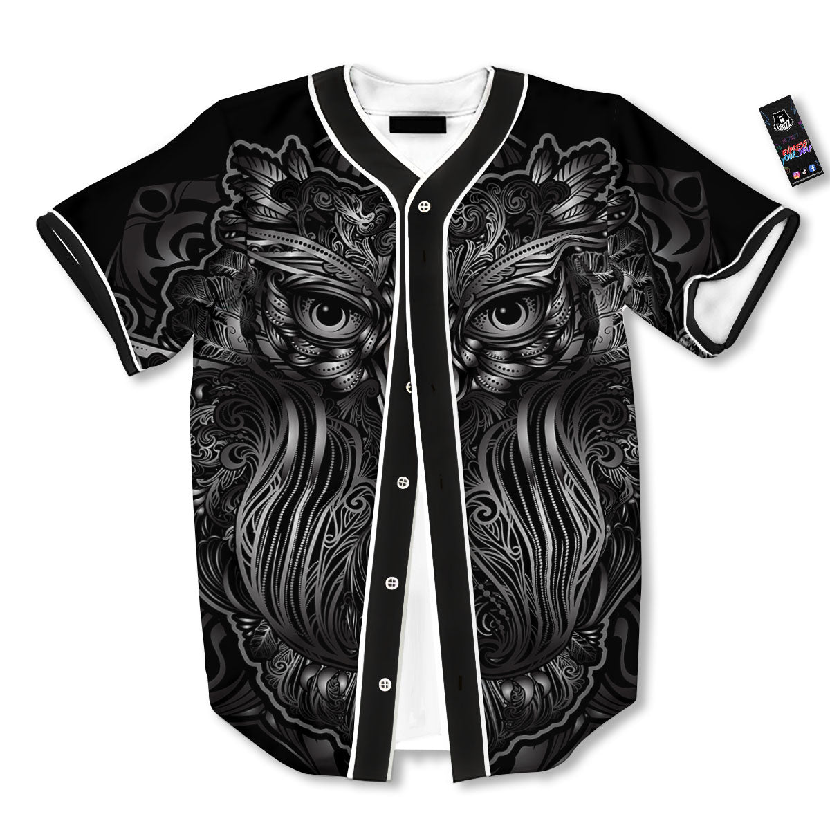 Spiritual Owl Sliver Print Baseball Jersey-grizzshop