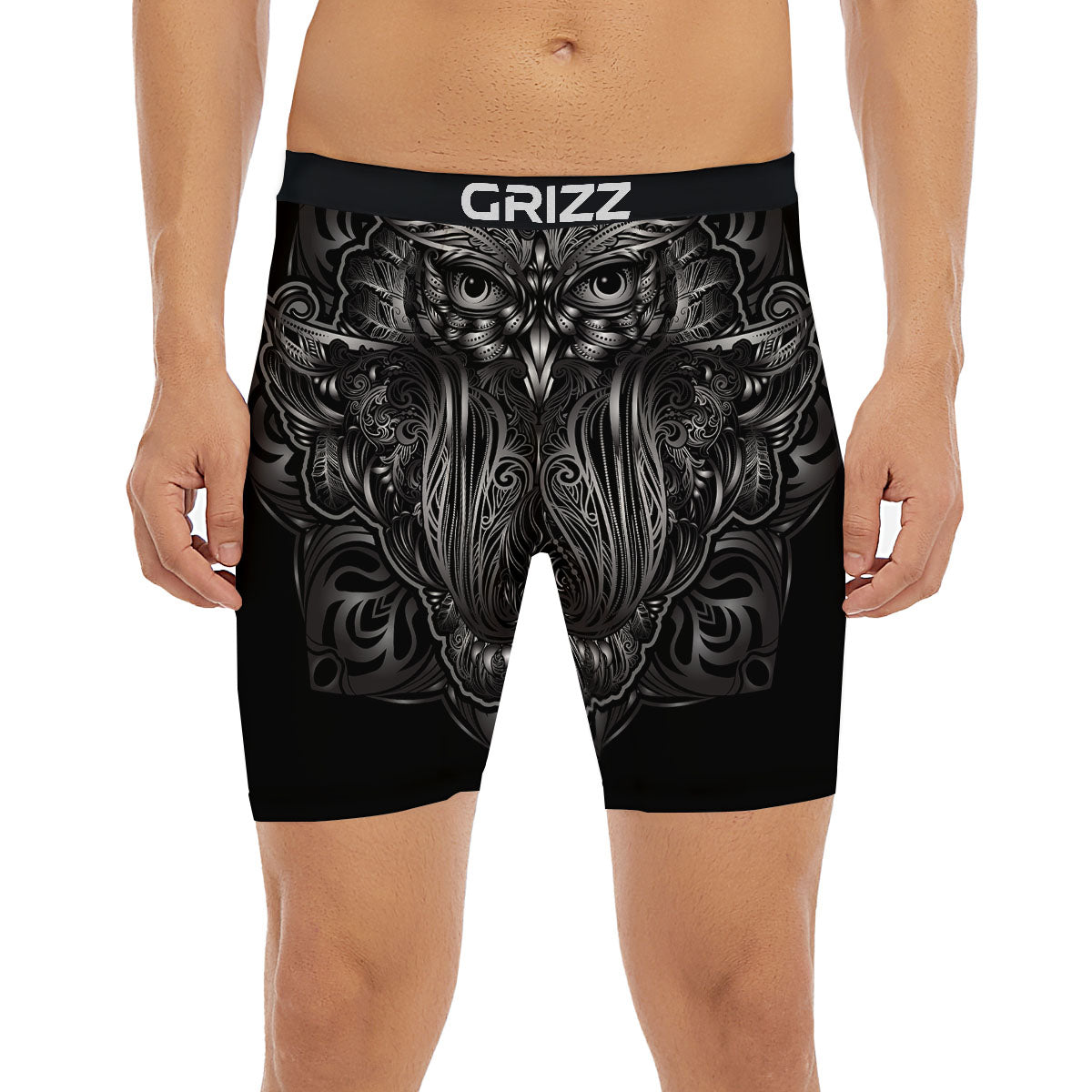 Spiritual Owl Sliver Print Boxer Briefs-grizzshop