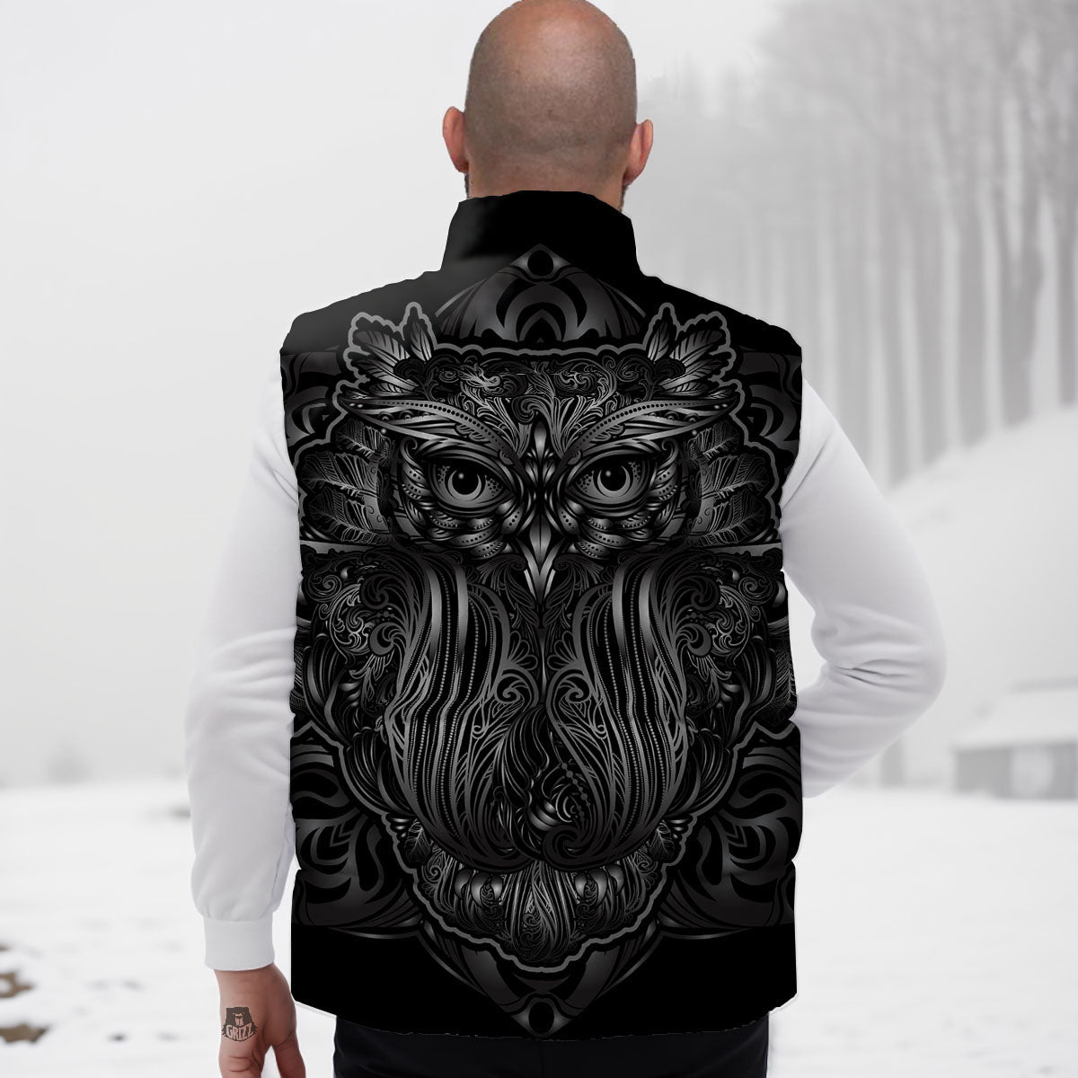 Spiritual Owl Sliver Print Down Vest