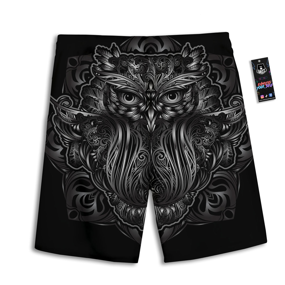 Spiritual Owl Sliver Print Men's Athletic Shorts