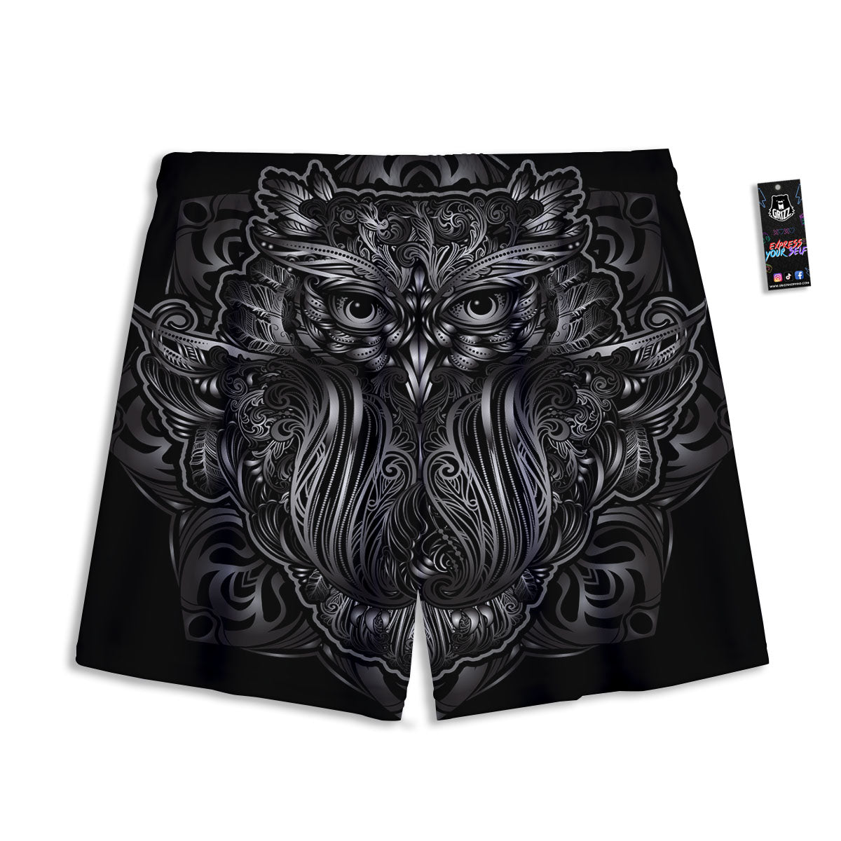 Spiritual Owl Sliver Print Mesh Shorts