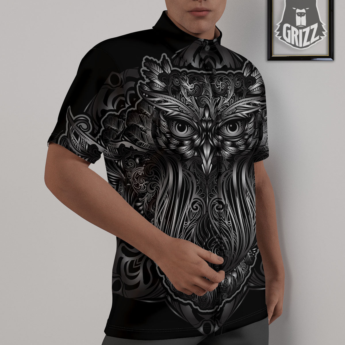 Spiritual Owl Sliver Print Untucked Shirts-grizzshop