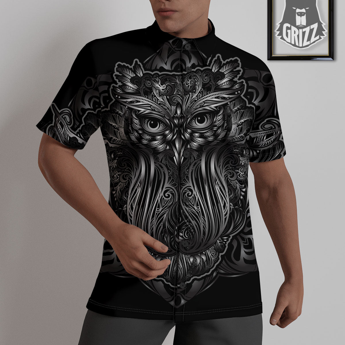 Spiritual Owl Sliver Print Untucked Shirts-grizzshop