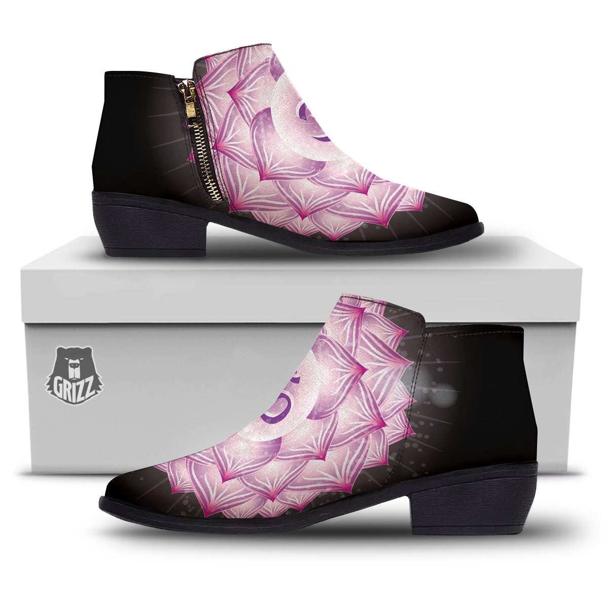 Spiritual Sahasrara Chakra Print Ankle Boots-grizzshop