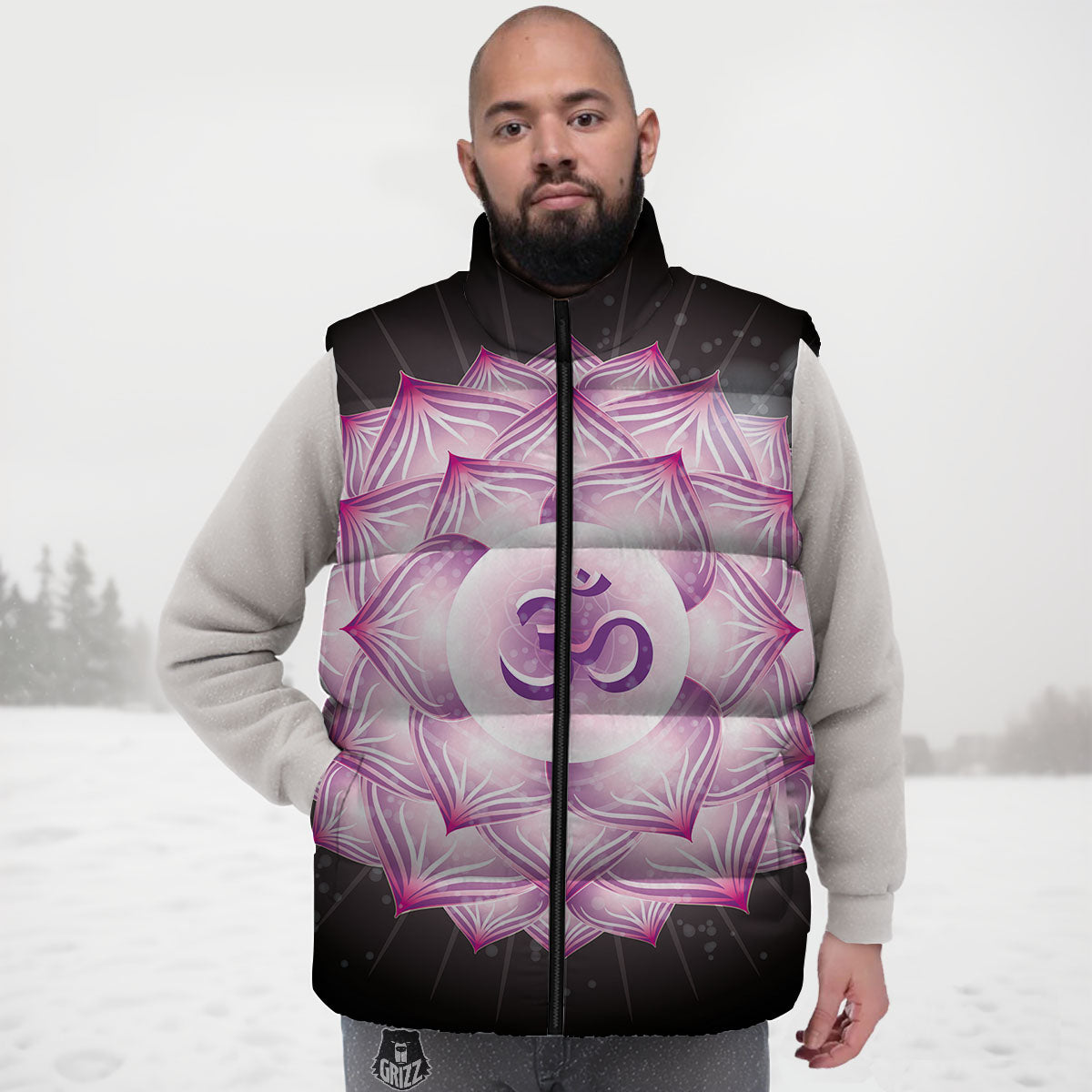 Spiritual Sahasrara Chakra Print Down Vest