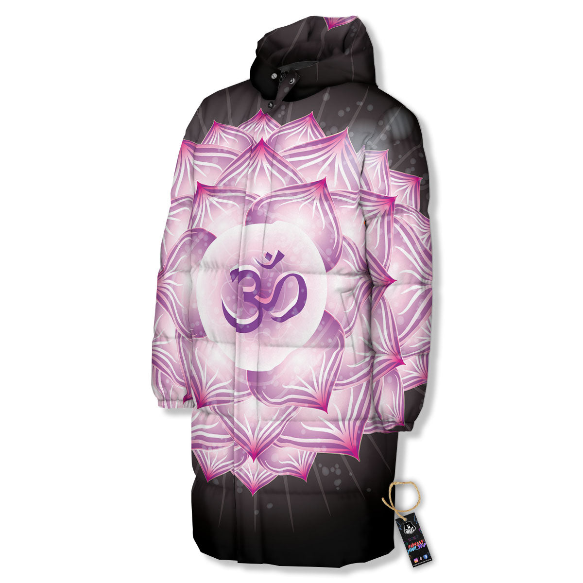 Spiritual Sahasrara Chakra Print Long Down Jacket-grizzshop