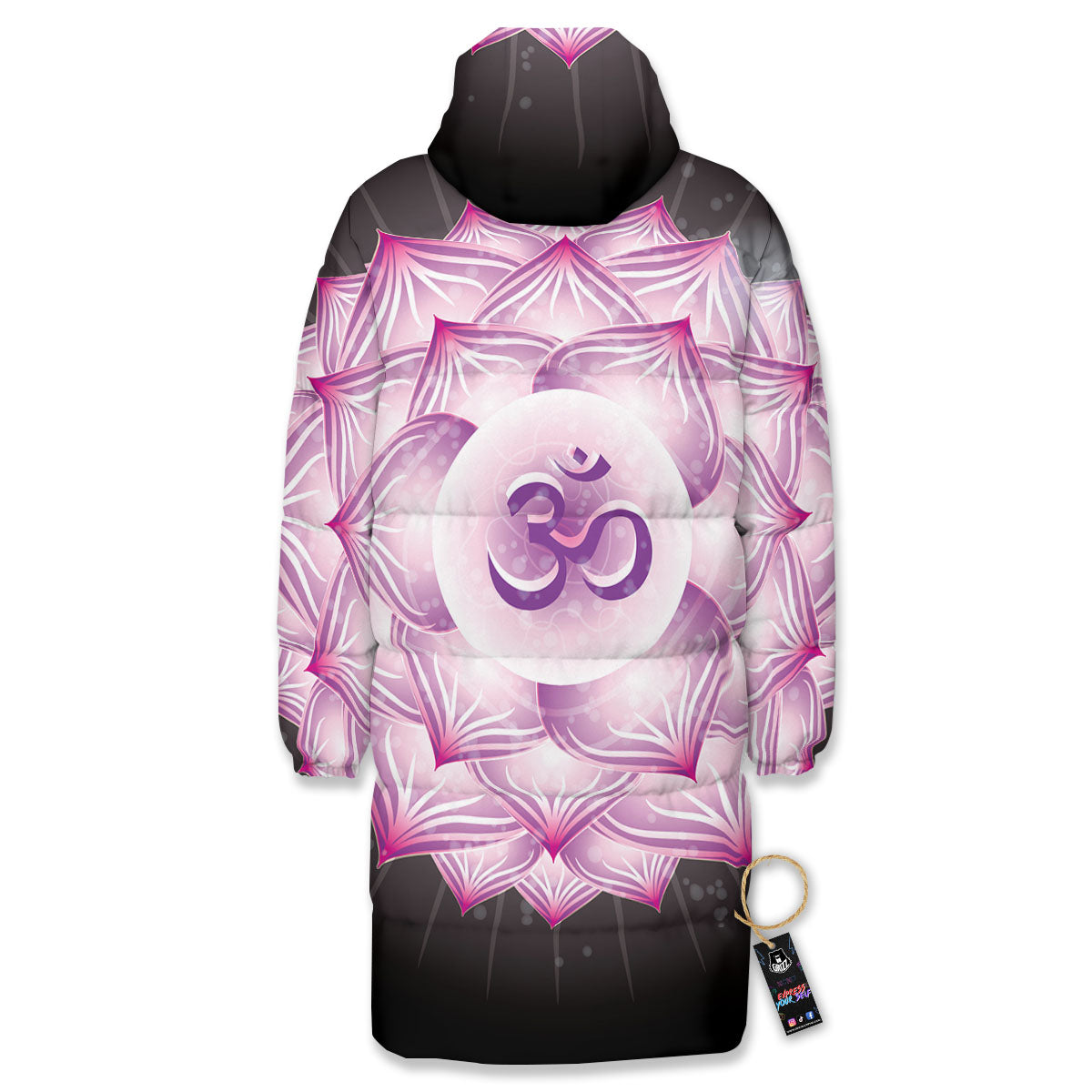 Spiritual Sahasrara Chakra Print Long Down Jacket-grizzshop
