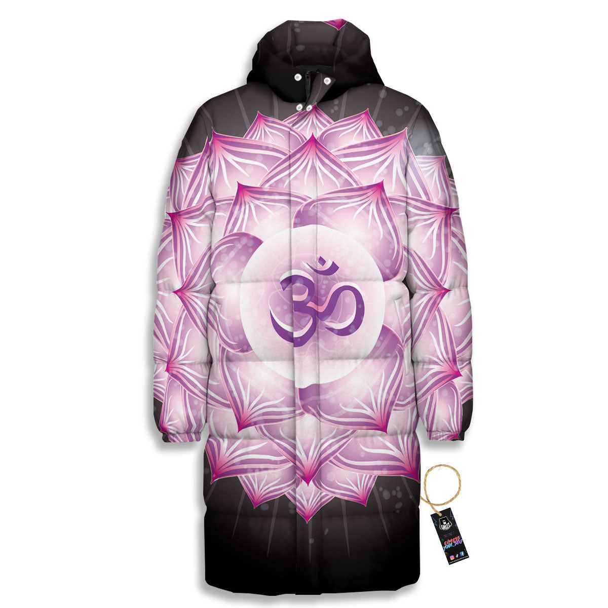 Spiritual Sahasrara Chakra Print Long Down Jacket-grizzshop