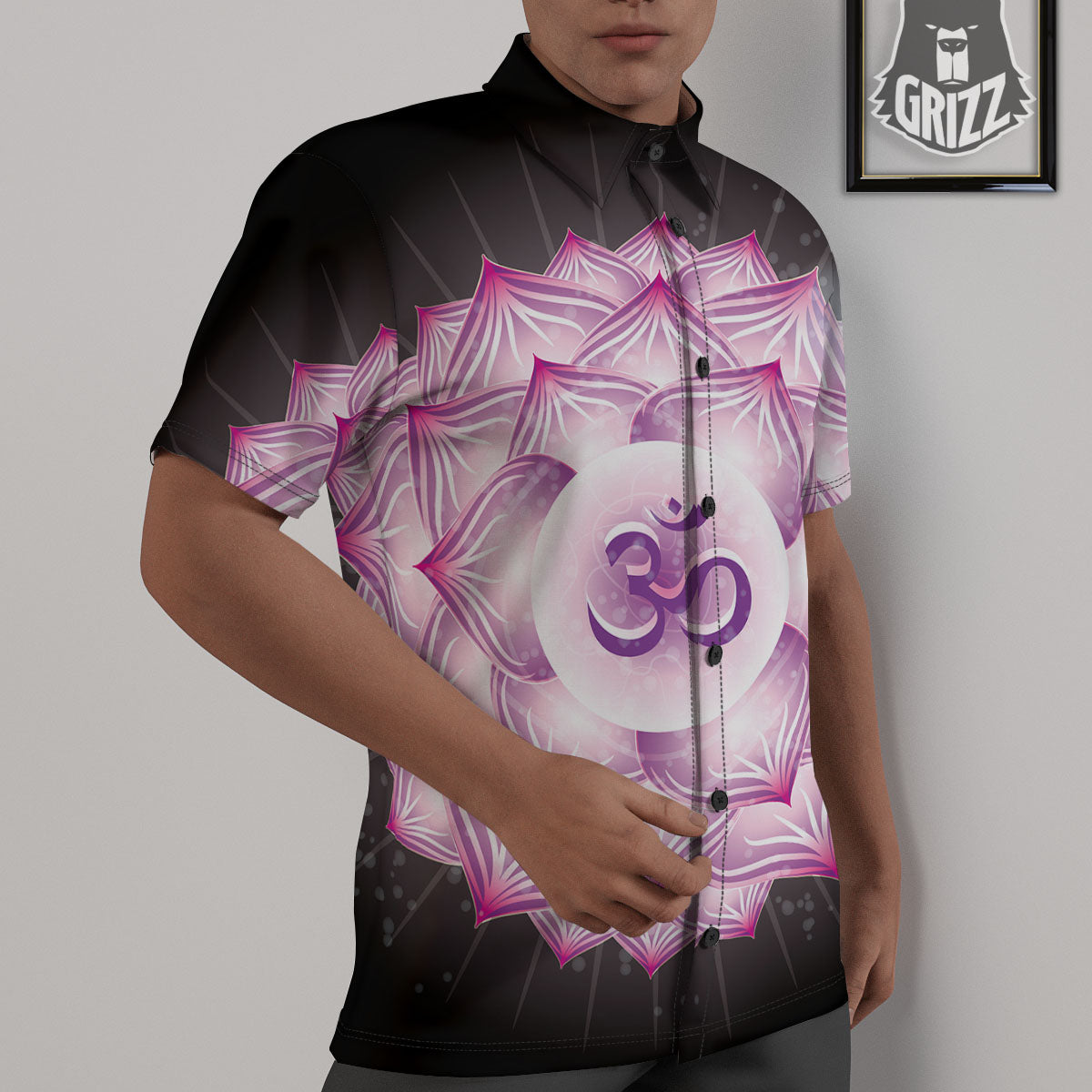Spiritual Sahasrara Chakra Print Untucked Shirts-grizzshop