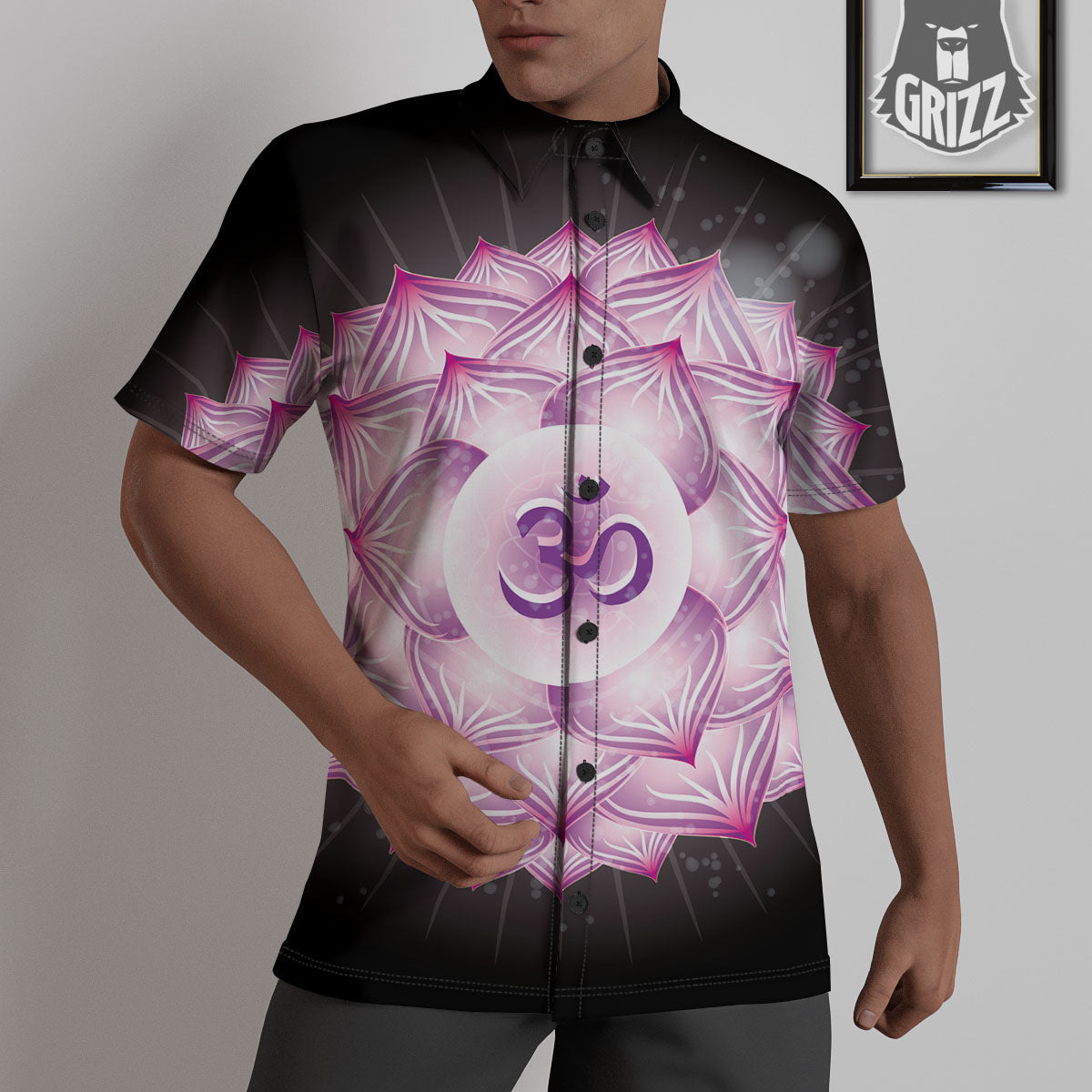 Spiritual Sahasrara Chakra Print Untucked Shirts-grizzshop