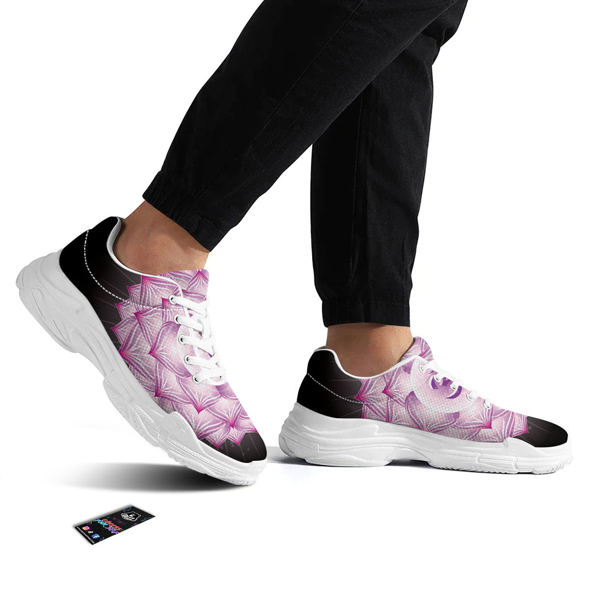 Spiritual Sahasrara Chakra Print White Chunky Shoes-grizzshop