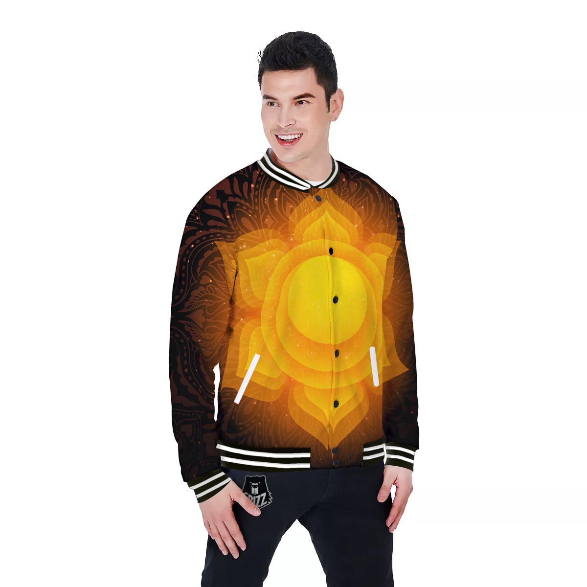 Spiritual Swadhisthana Chakra Print Baseball Jacket-grizzshop