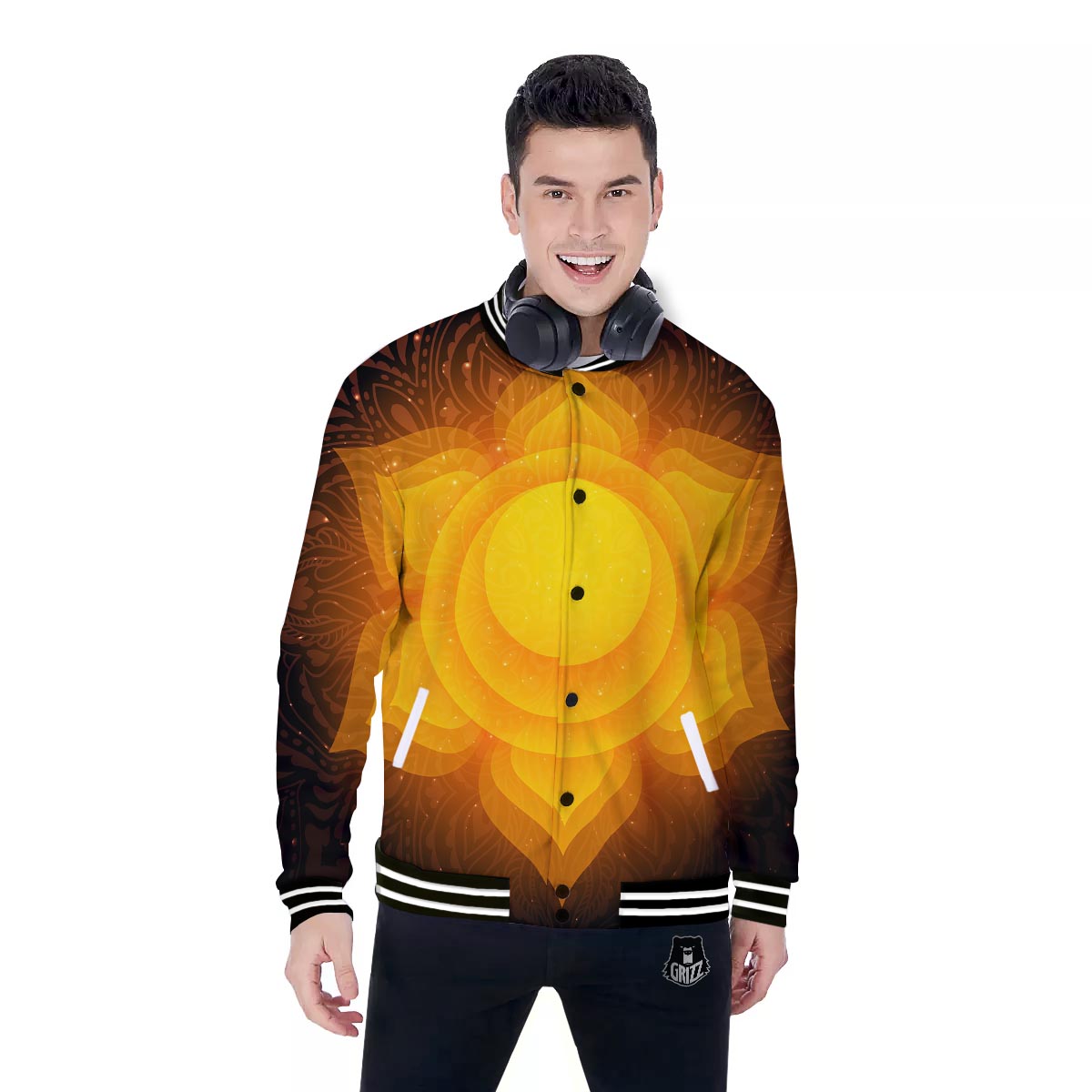 Spiritual Swadhisthana Chakra Print Baseball Jacket-grizzshop