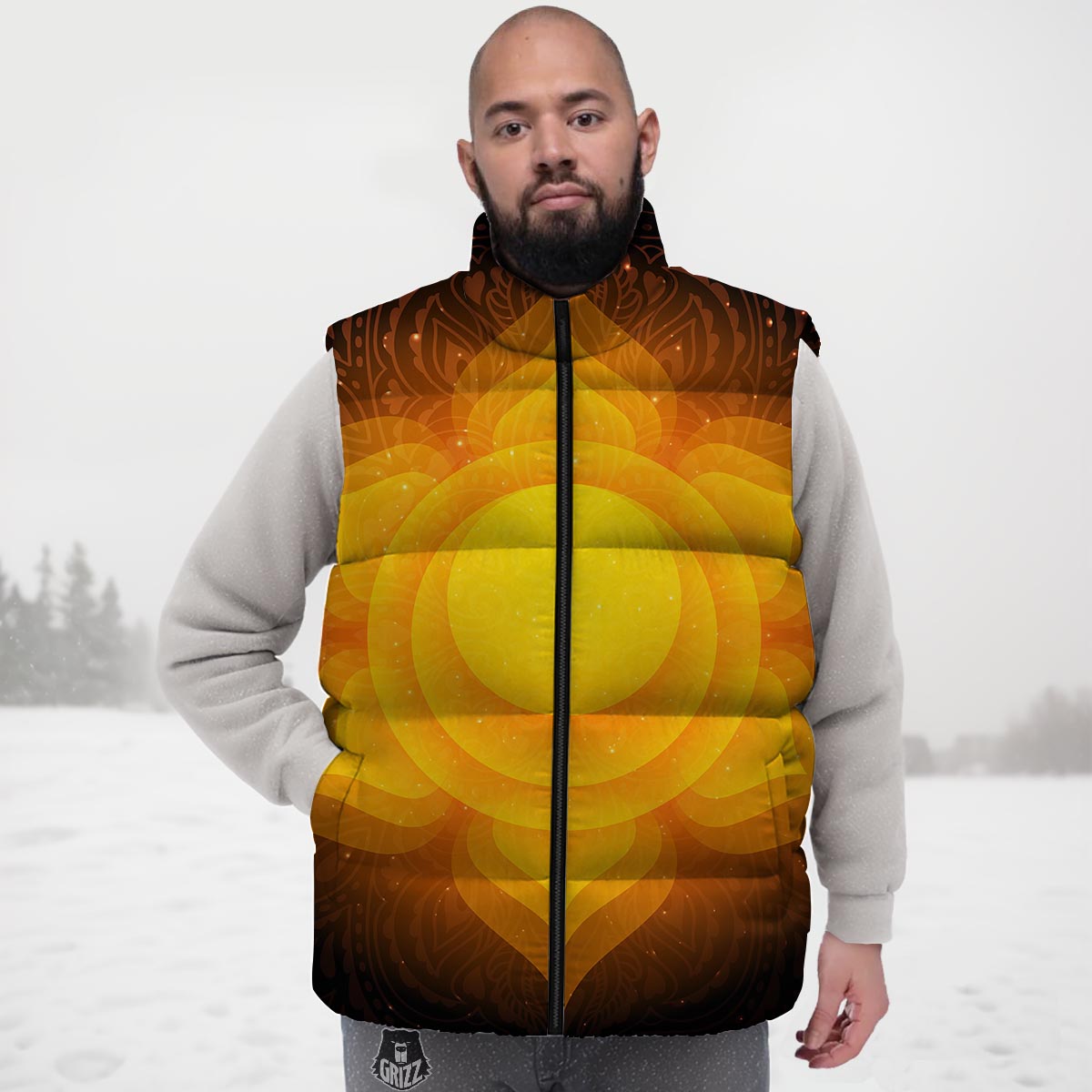Spiritual Swadhisthana Chakra Print Down Vest