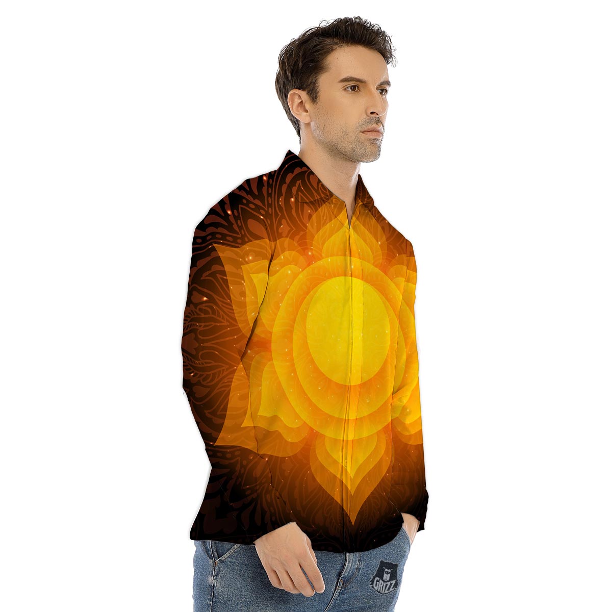 Spiritual Swadhisthana Chakra Print Men's Dress Shirts-grizzshop