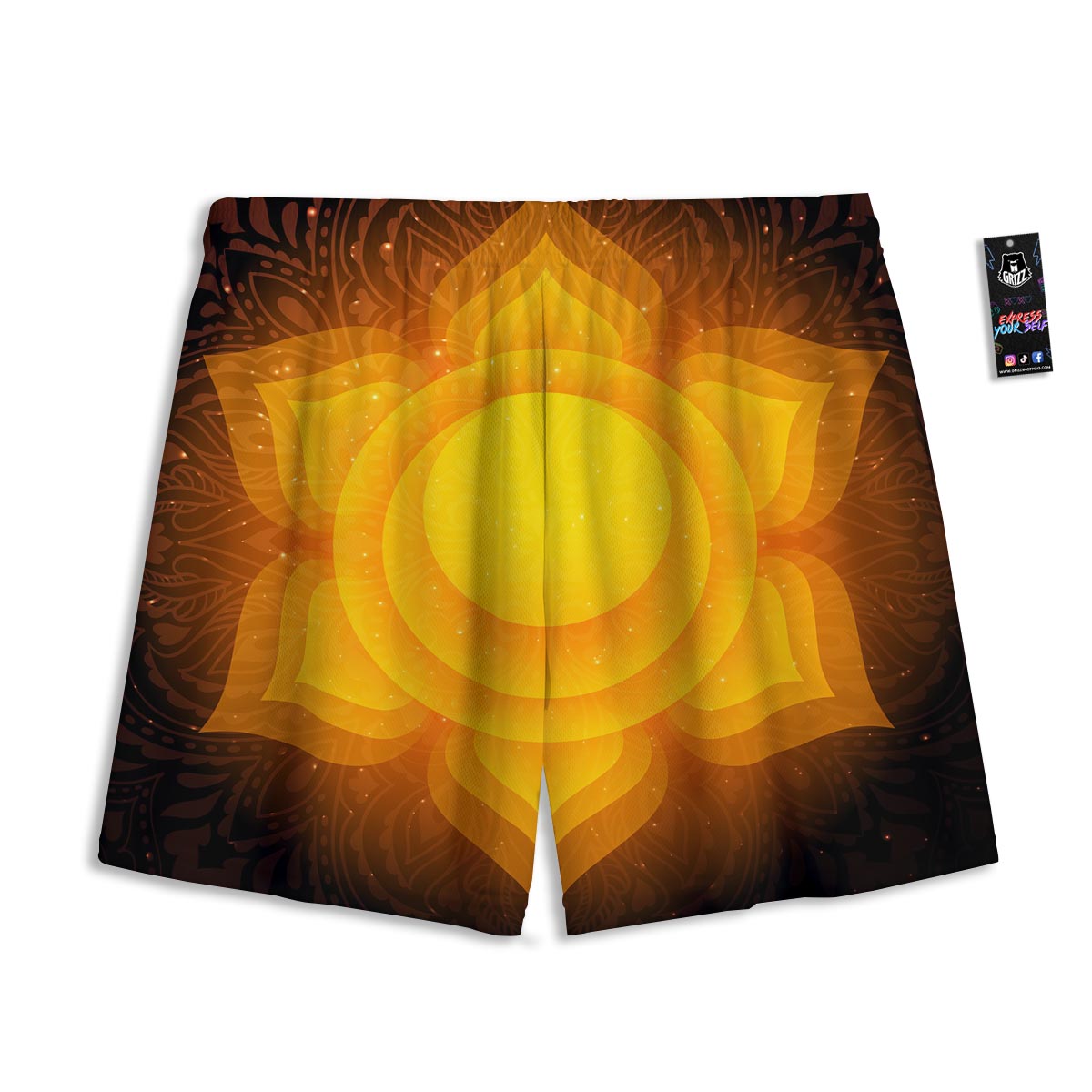 Spiritual Swadhisthana Chakra Print Mesh Shorts